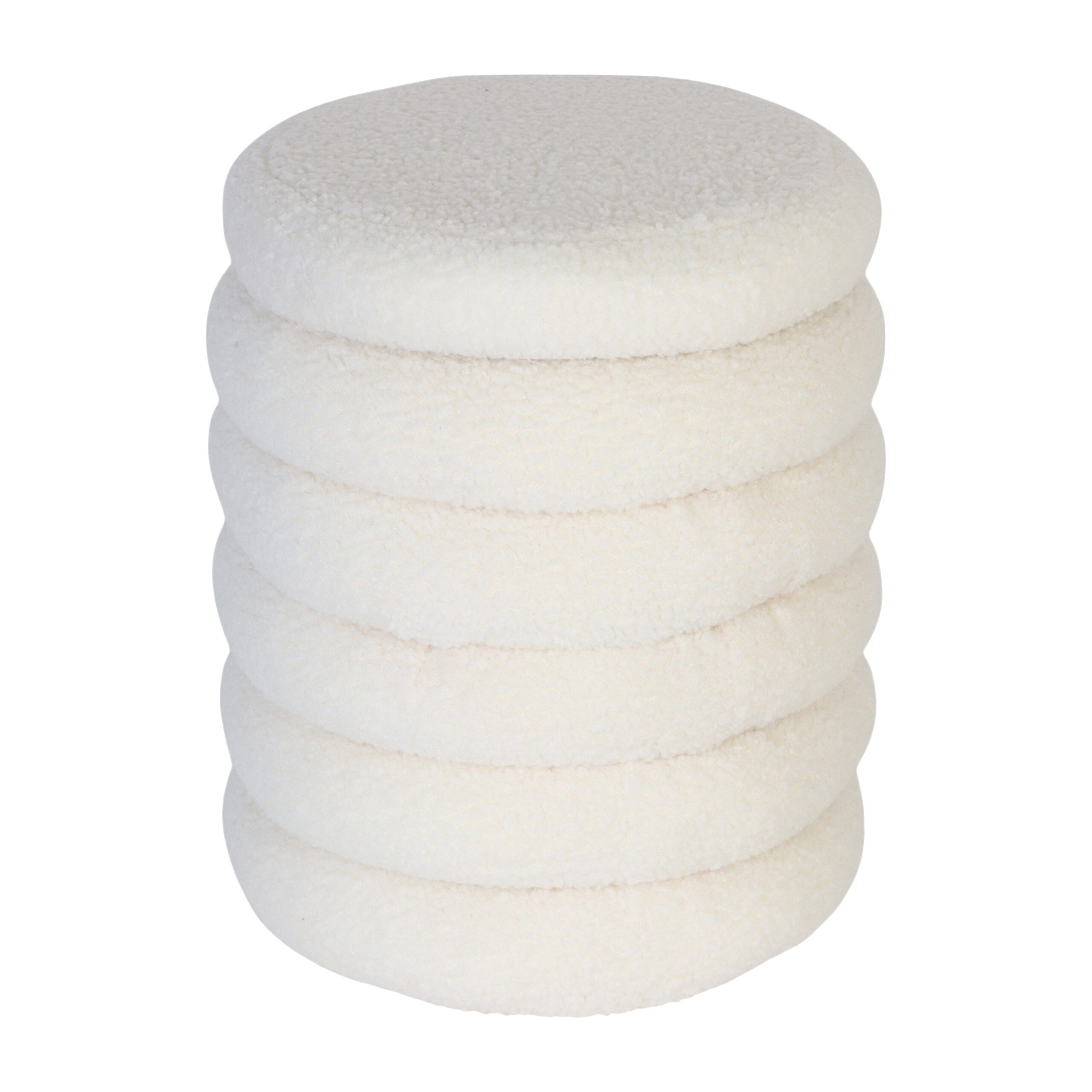 relaxdays Sitzhocker Hocker mit Stauraum Teddystoff, weiß