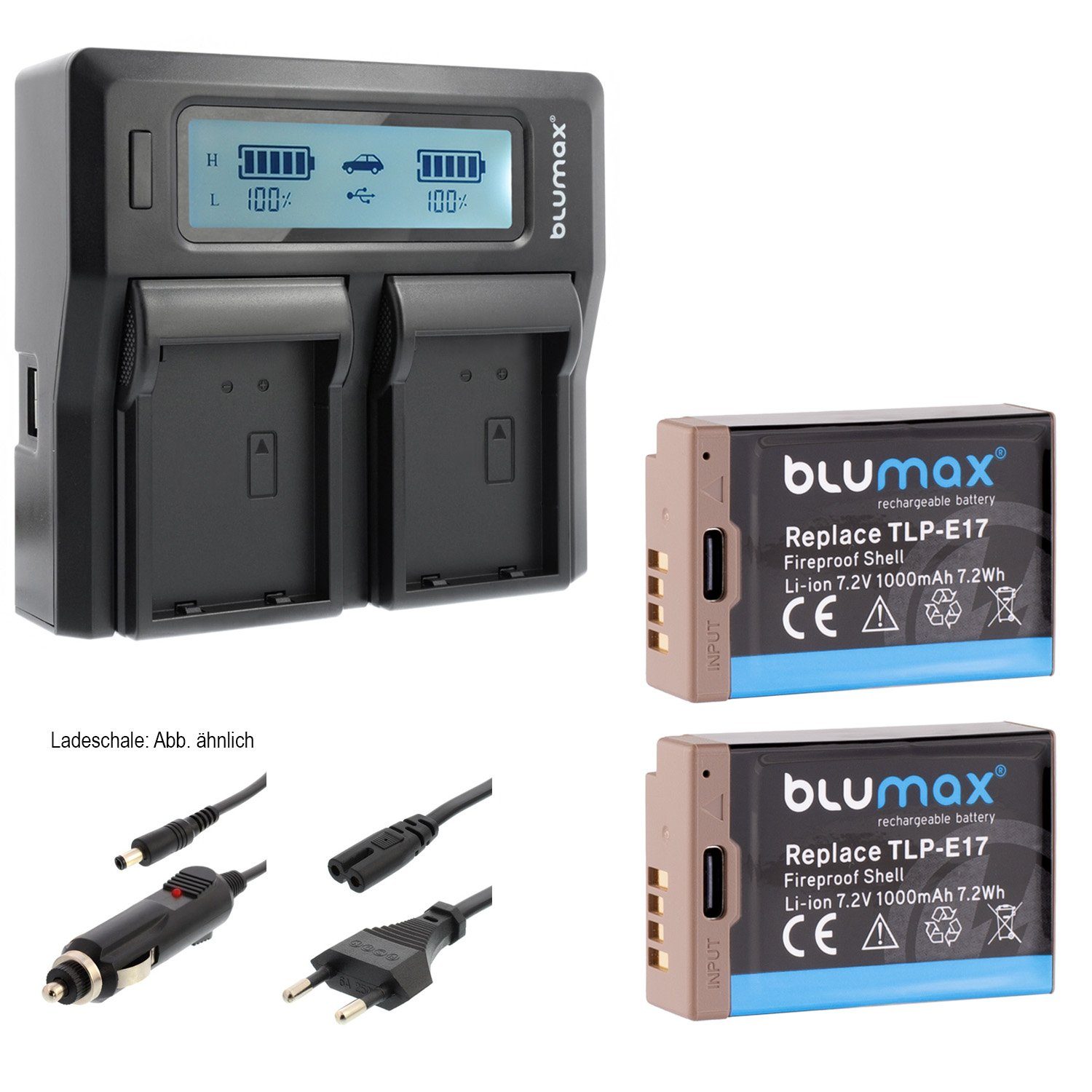 Blumax Set mit Lader für Canon LP-E17 EOS 760D R50 USB Typ-C 1000 mAh Kamera-Akku | Kamera-Akkus