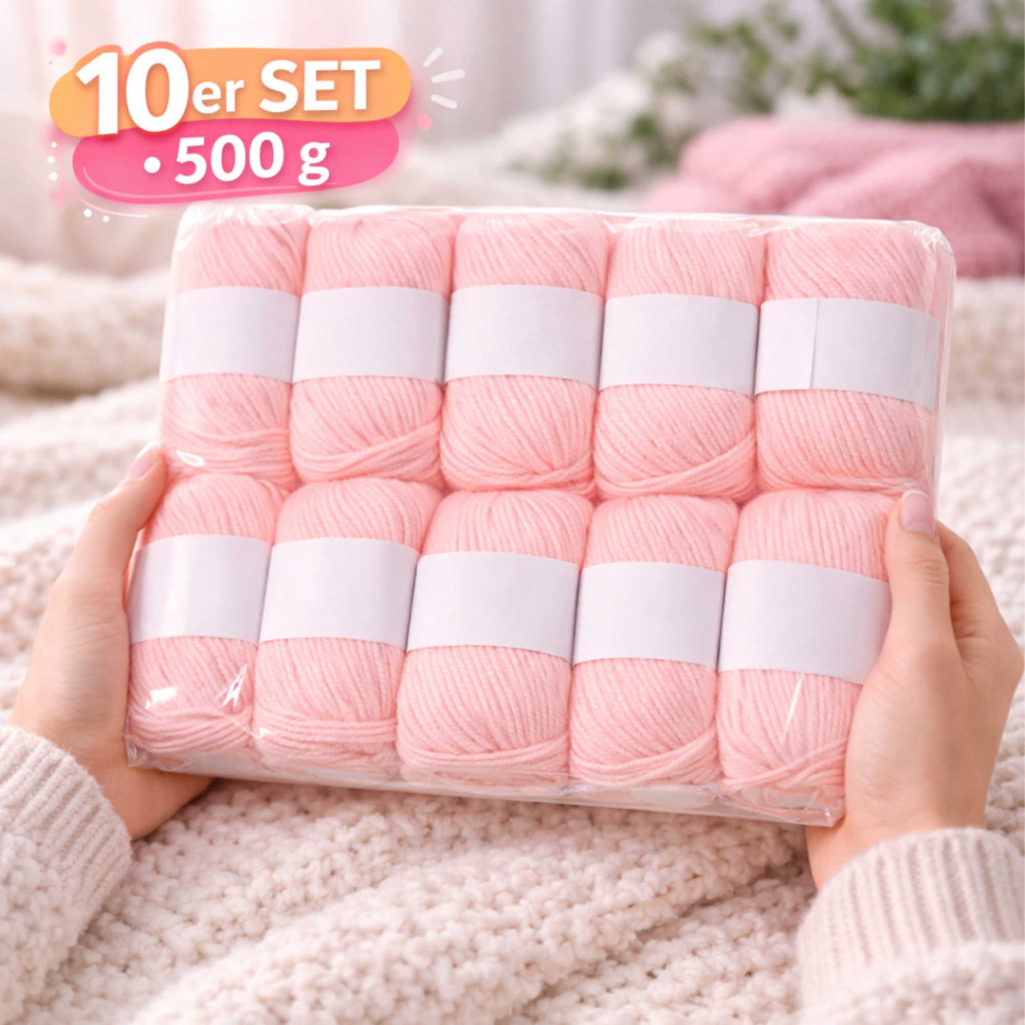 Nomiro 10er Set Luxus-Mischgarn - 500g Wolle - weiches Webgarn 10x50g Häkelwolle, 600 m (Set, 10 Knäuel je 50 g - Gesamtgewicht 500 g)