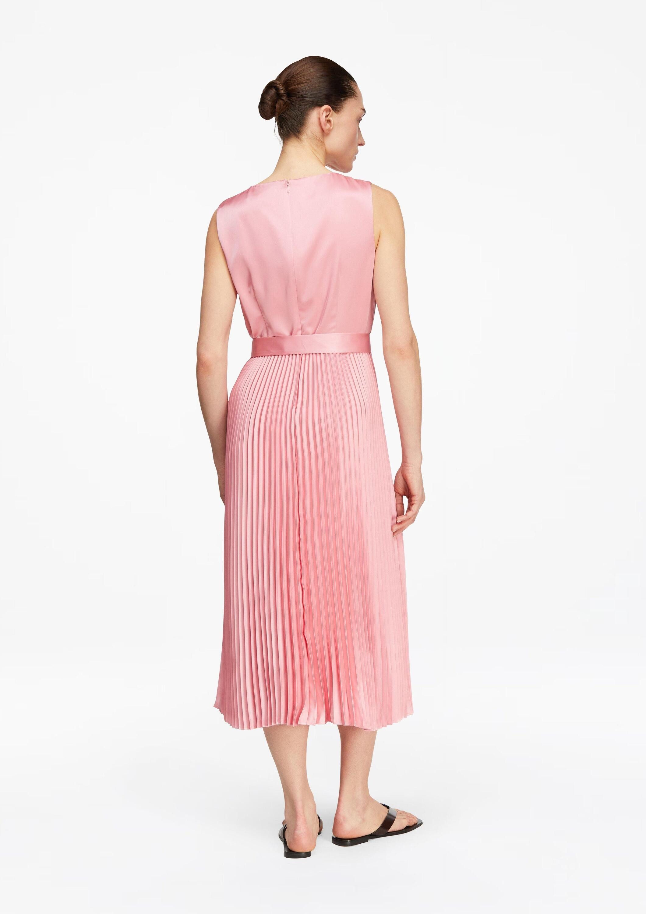 comma Midikleid Kleid Satinkleid mit Plissée-Rock