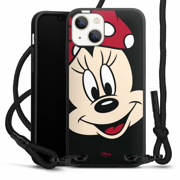 DeinDesign Handyhülle Minnie Mouse Disney Offizielles Lizenzprodukt Minnie All Over Apple iPhone 13 Mini Premium Handykette Hülle mit Band Cover mit Kette