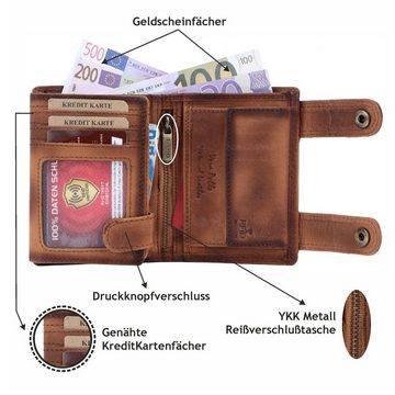 SHG Geldbörse ◊ Herren Geldbörse Brieftasche Leder Geldbeutel Portemonnaie (Motiv: Oldtimer, Farbe: Braun), Truckerbörse Kettenbörse Börse Münzfach Kreditkarten