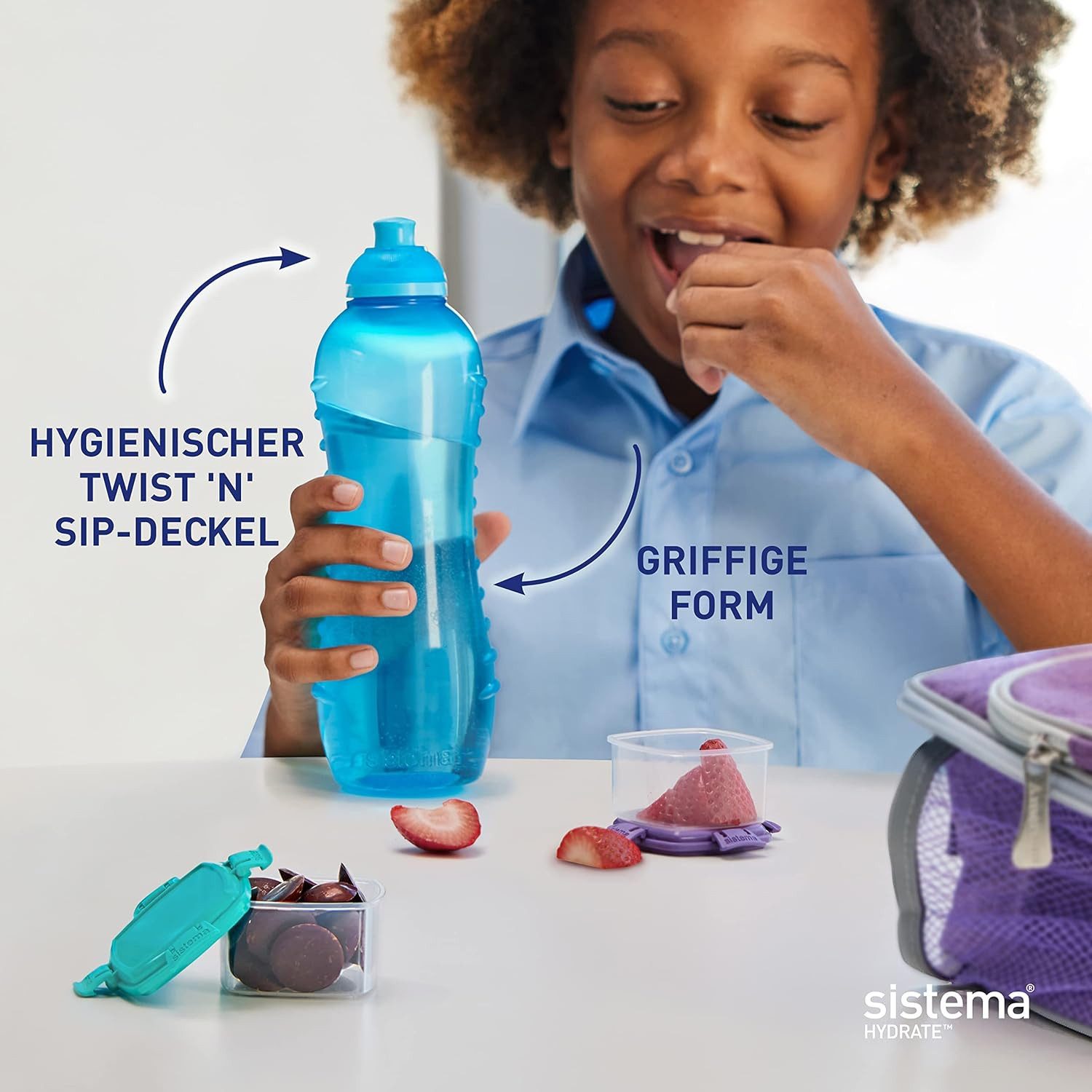 sistema Trinkflasche Sistema Twist'n' Sip Squeeze Wasserflasche 460 ml, BPA-frei, 4 Stück