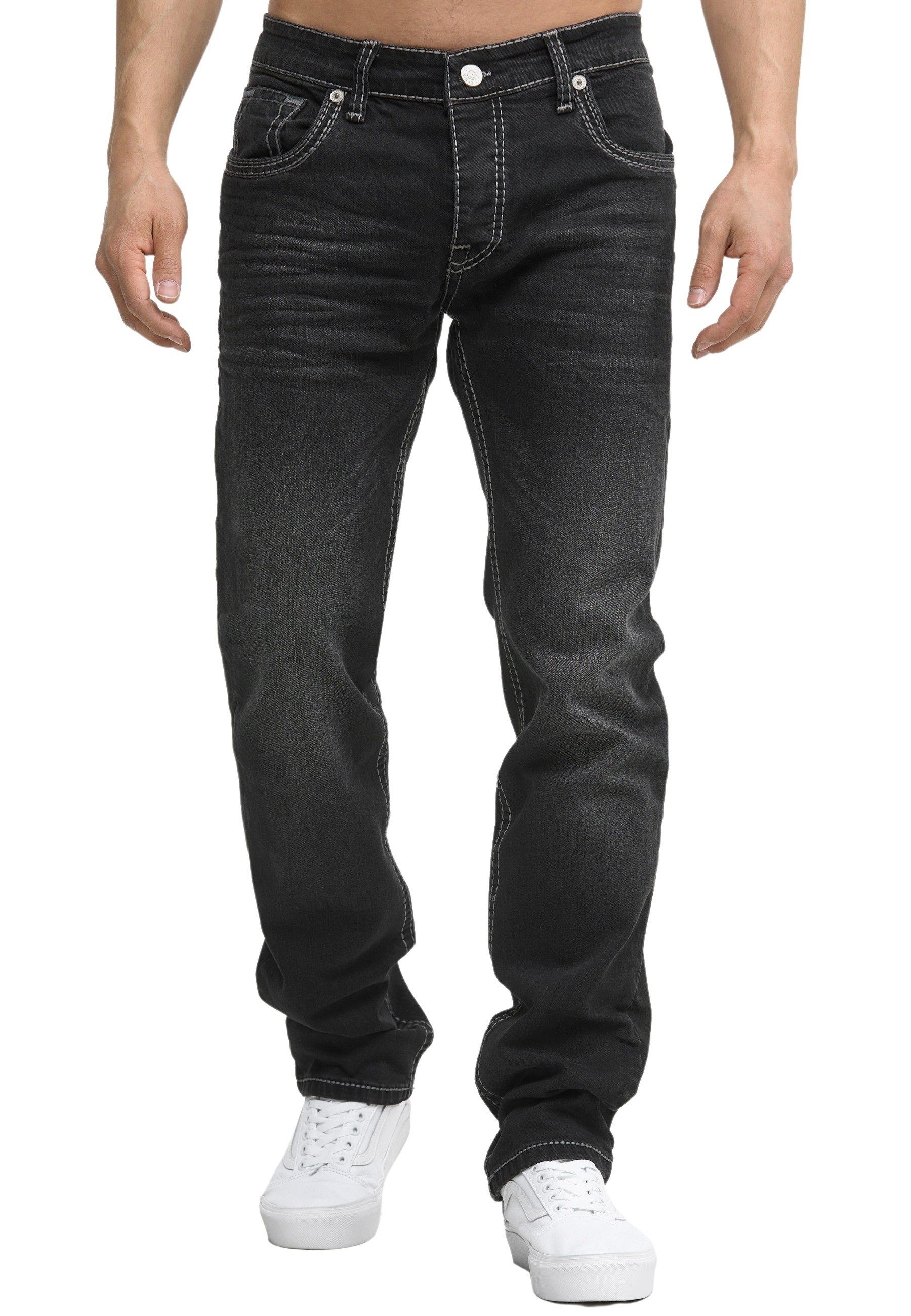 Code47 Regular-fit-Jeans Code47 Herren Jeans Hose Regular Fit Männer Bootcut Denim Five Pocket 902 light black
