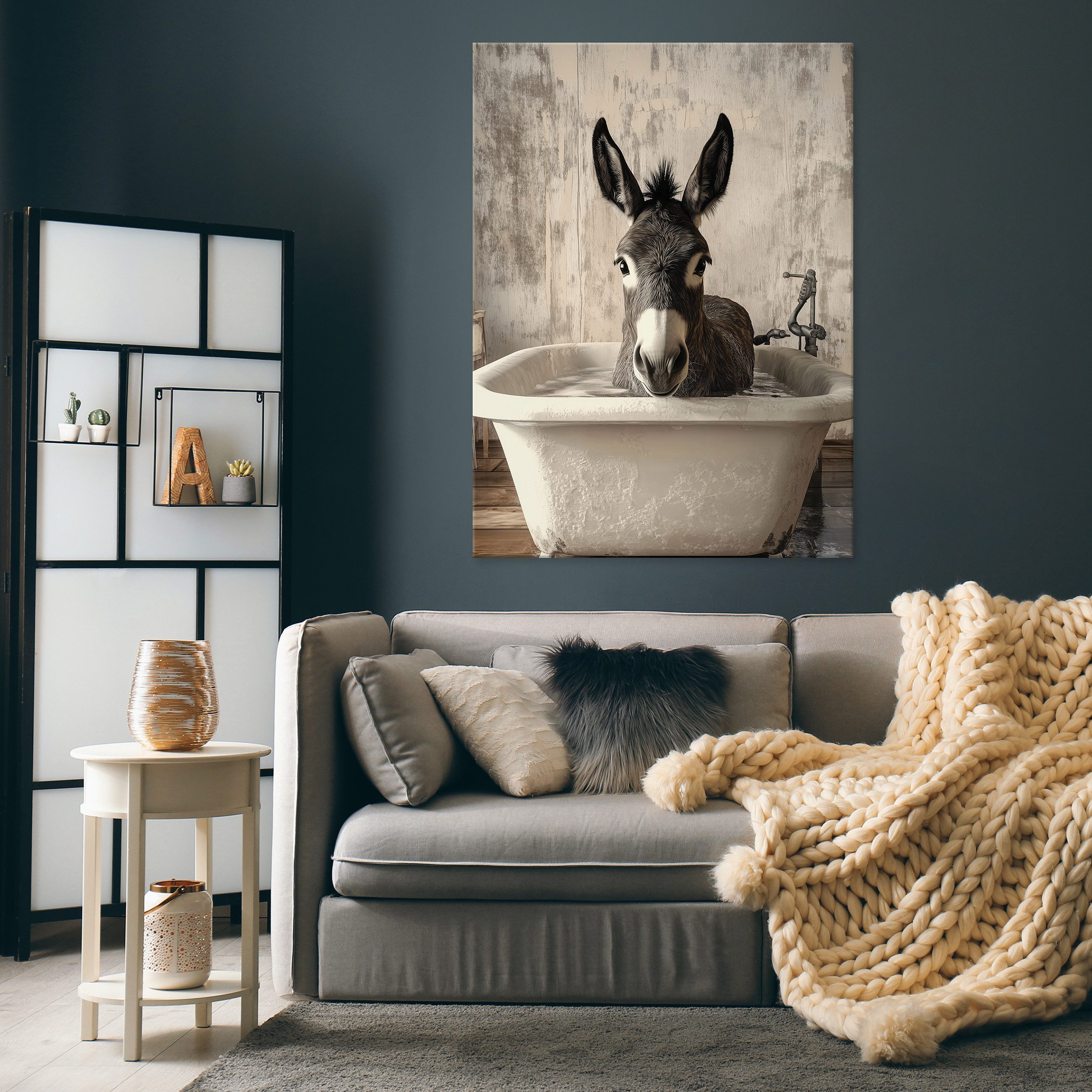 Wallarena Leinwandbild Tiere Esel Abstrakt Beige Modern Wandbilder Wand Dek günstig online kaufen