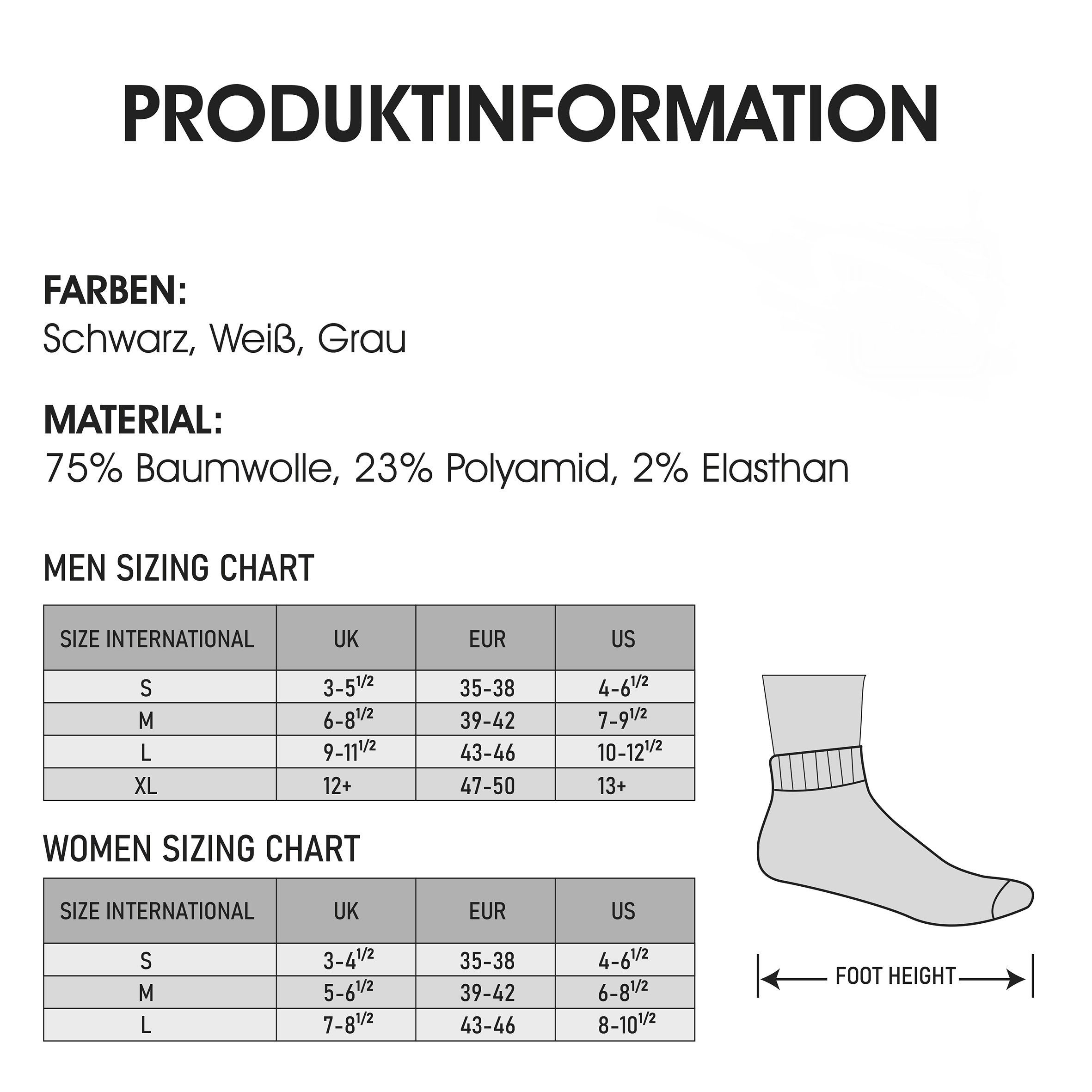 Ferse & Socken - Weiß Sohle Sneaker - 24 atmungsaktiv Arbeitssocken Damen NAHLE kein Bio-Baumwolle Paar gepolsterte Sportsocken (24-Paar) Herren für und Schwitzen