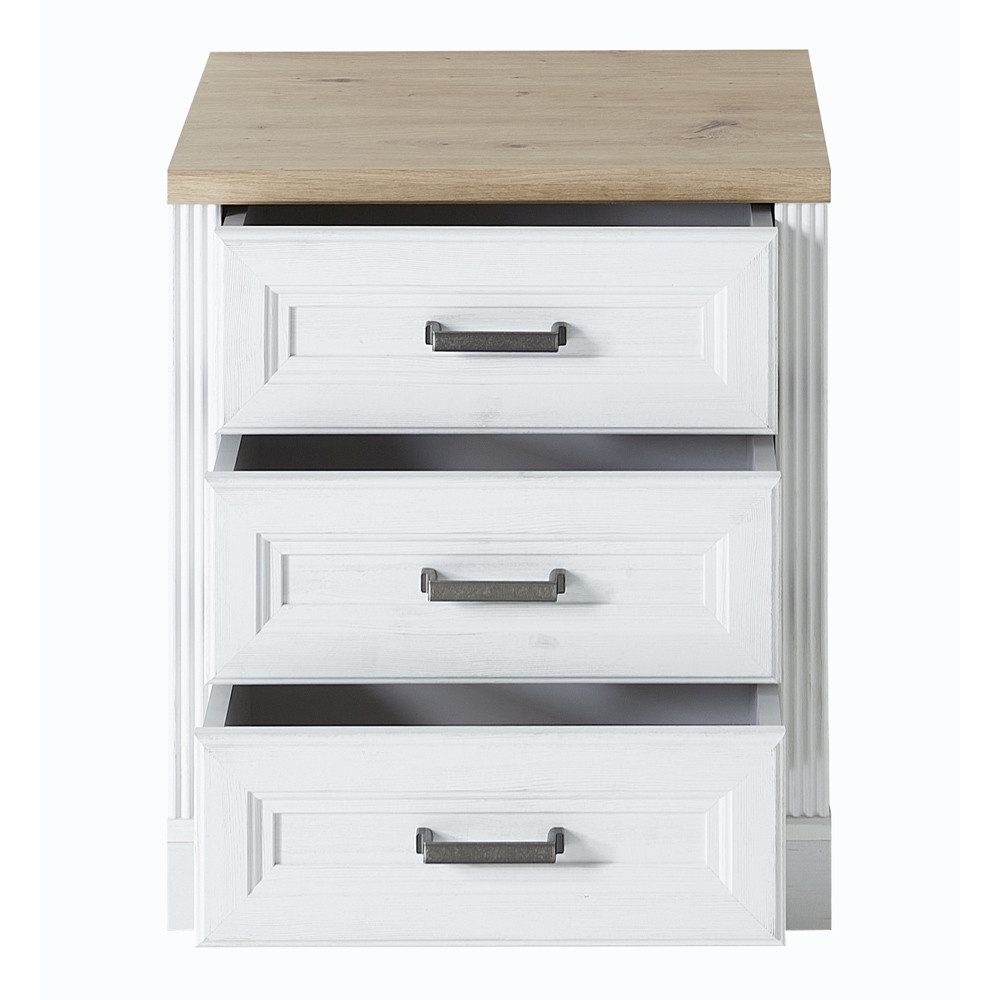 Lomadox Rollcontainer JÜLICH-36, Arbeitszimmer in Pinie hell mit Artisan Eiche Nb., B/H/T: 54/62/39 cm