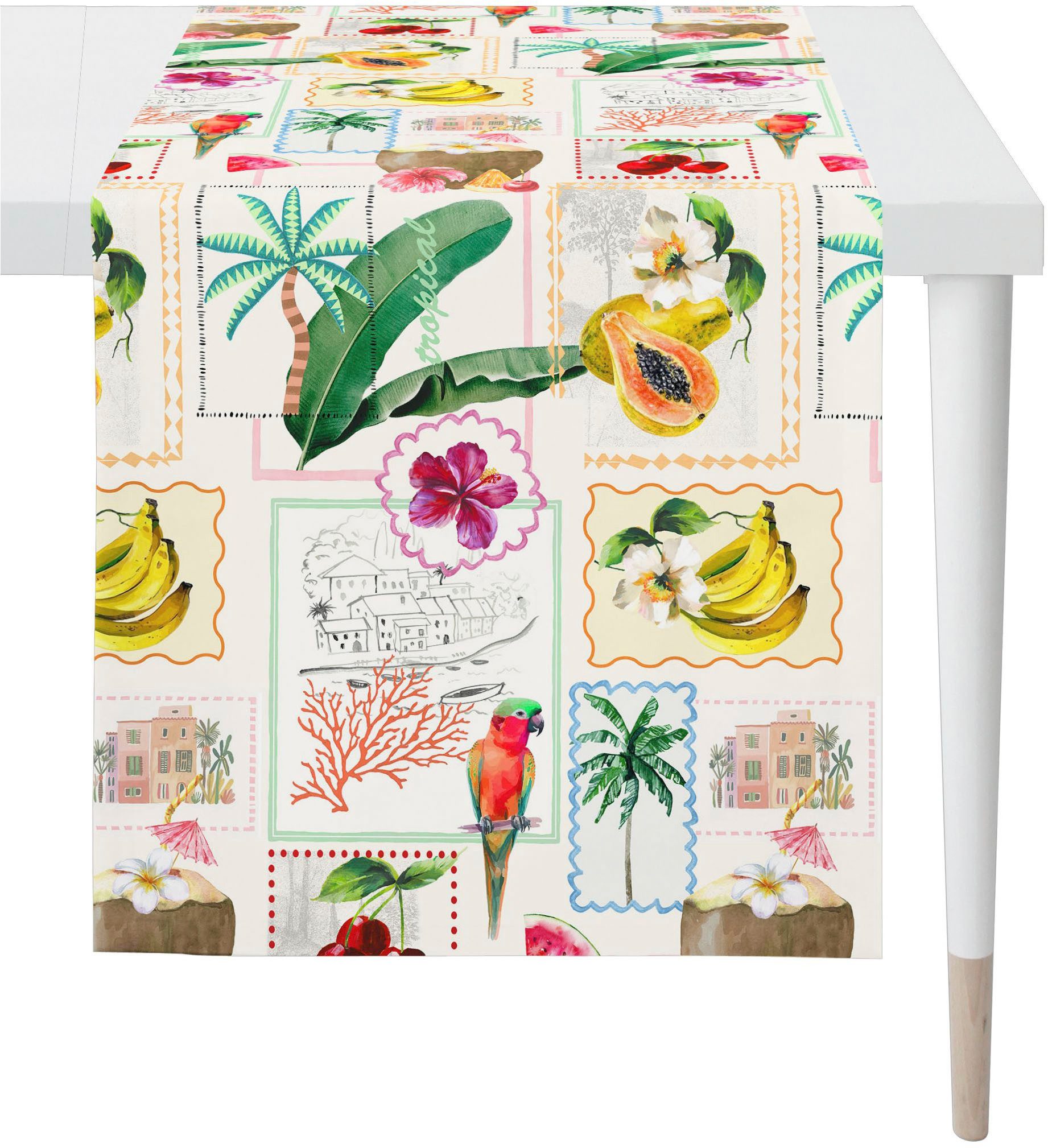 APELT Tischdecke 3814 (1-tlg), exotisches Patchdesign