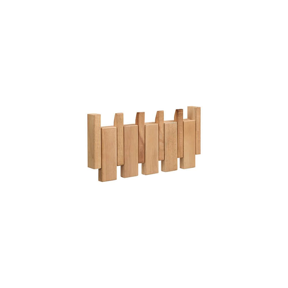 HOME DELUXE Garderobenleiste PORTE - 32cm/56 cm/ 80cm - wählbar, 4 Haken, bewegliche Haken, Garderobe aus Holz