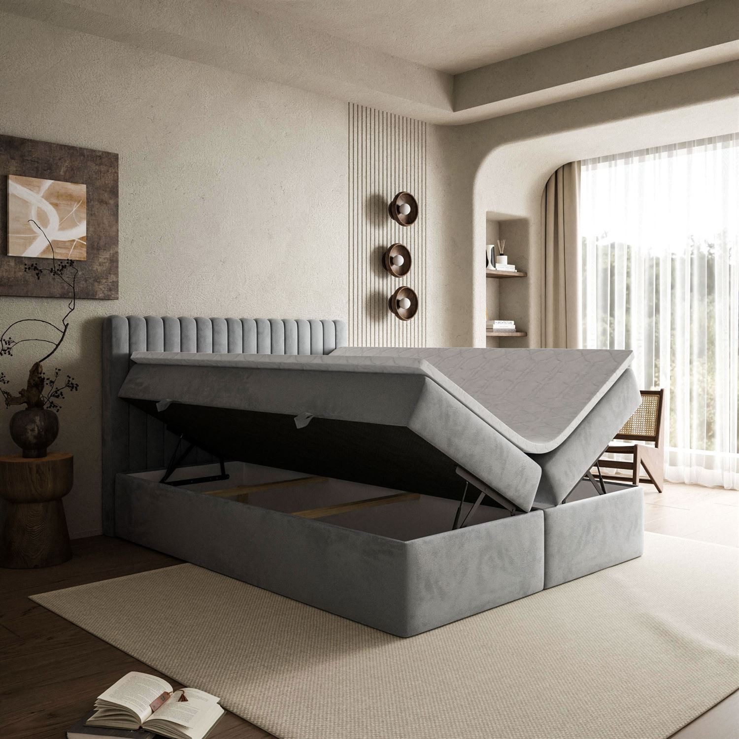 Lookway Boxspringbett JANELLE mit Bonell-Matratze und Topper– komfortabel und elegant, Mehrere Schichten für zusätzlichen Komfort und Unterstützung