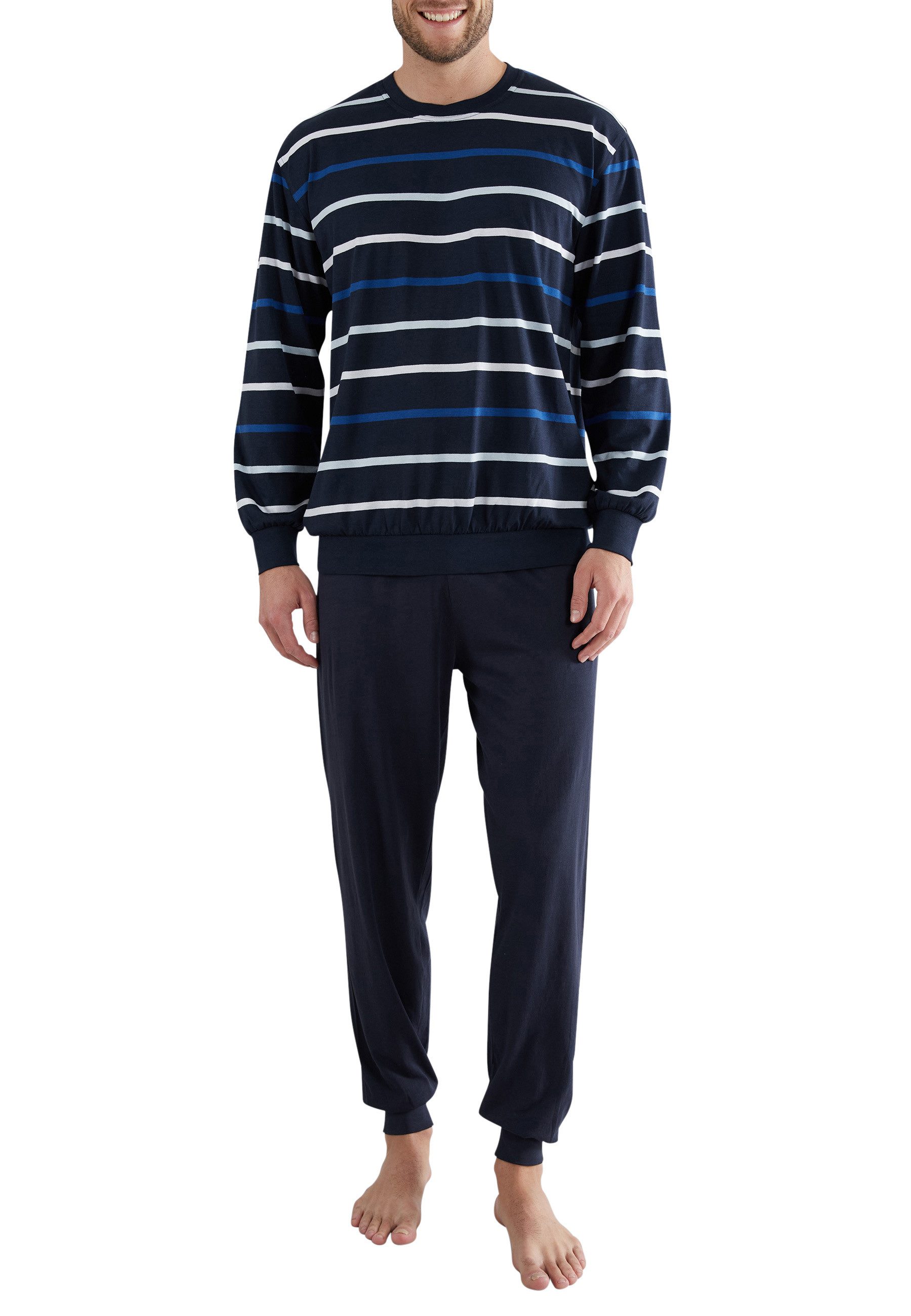 GÖTZBURG Pyjama GÖTZBURG Herren Pyjama blau quergestreift (1 tlg) günstig online kaufen