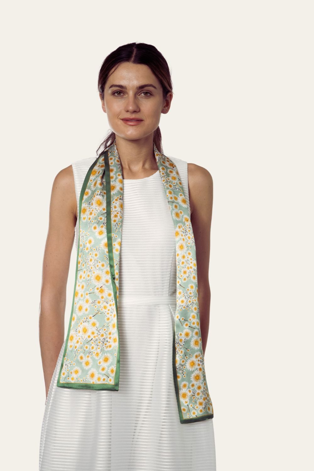 MayTree Seidentuch schmal beidseitig, Gänseblümchen, grün, orange, weiss,16 günstig online kaufen