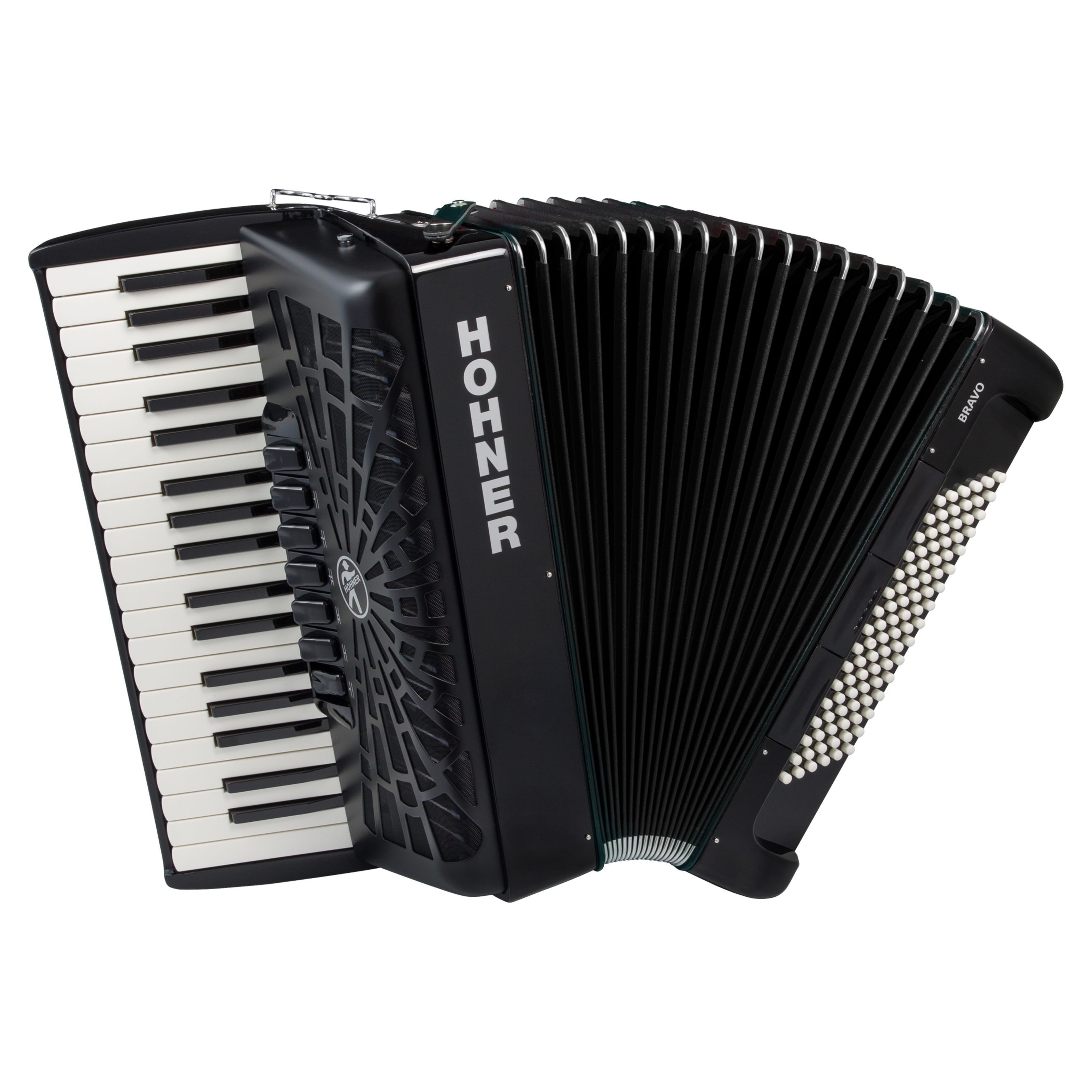Hohner Knopf-Akkordeon (Akkordeons, Akustische Akkordeons), Bravo III 96 black Silent key - akustisches Akkordeon