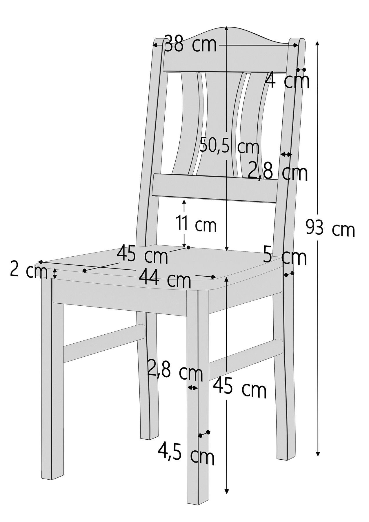 ERST-HOLZ Esszimmerstuhl oder Doppelpack Massivholzstuhl Küchenstuhl weiß Einzel-
