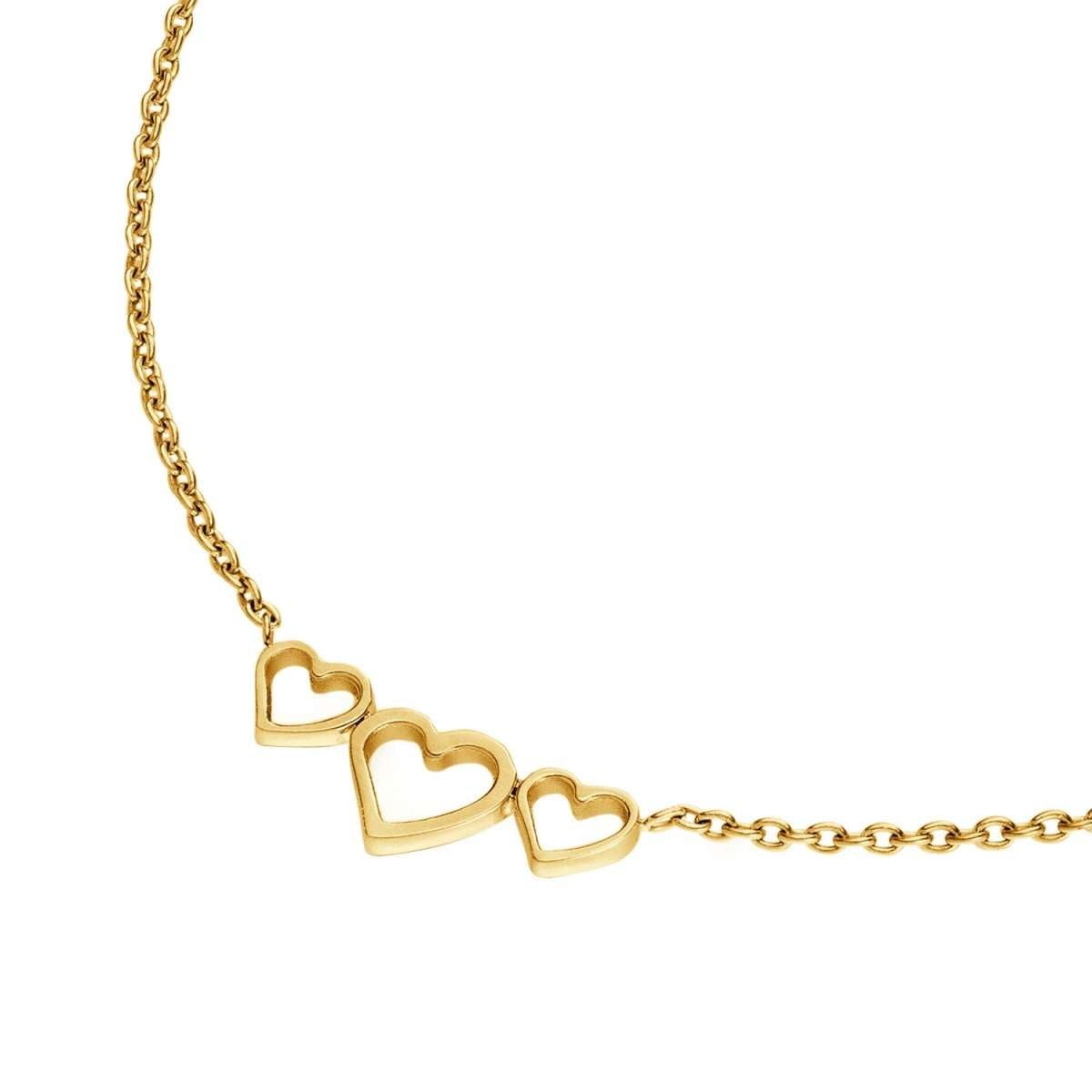 Boccia Kette mit Anhänger 08107-02, Damencollier Titan Goldfarben mit Herzen
