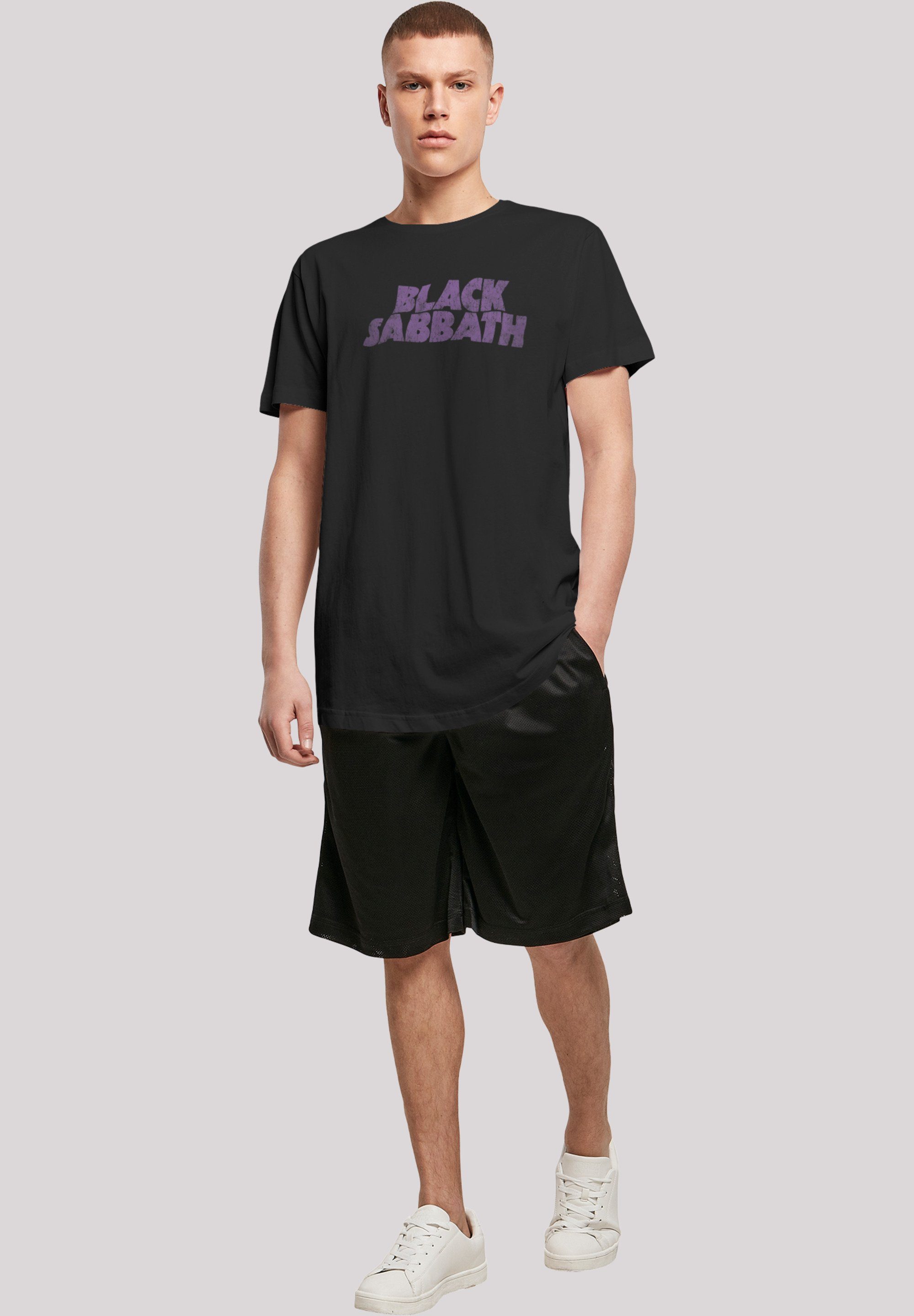 F4NT4STIC T-Shirt Black Sabbath Heavy Logo Black Print schwarz Distressed Band Metal Wavy
