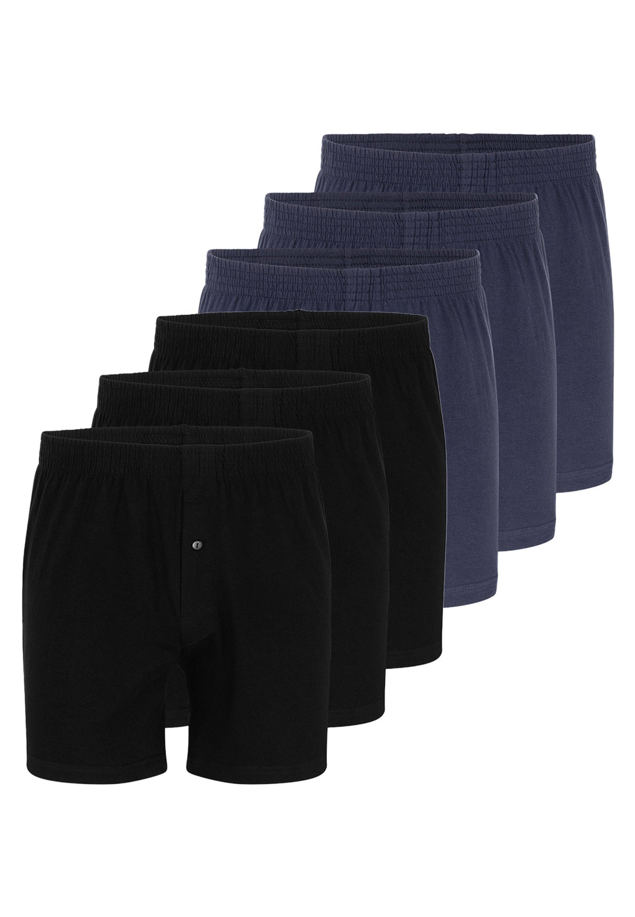 Baumwolle / Almonu Mit Cotton Organic - Schwarz Atmungsaktiv Pack (Spar-Set, Boxershorts 6er Navy - - 6-St) Eingriff Boxershorts