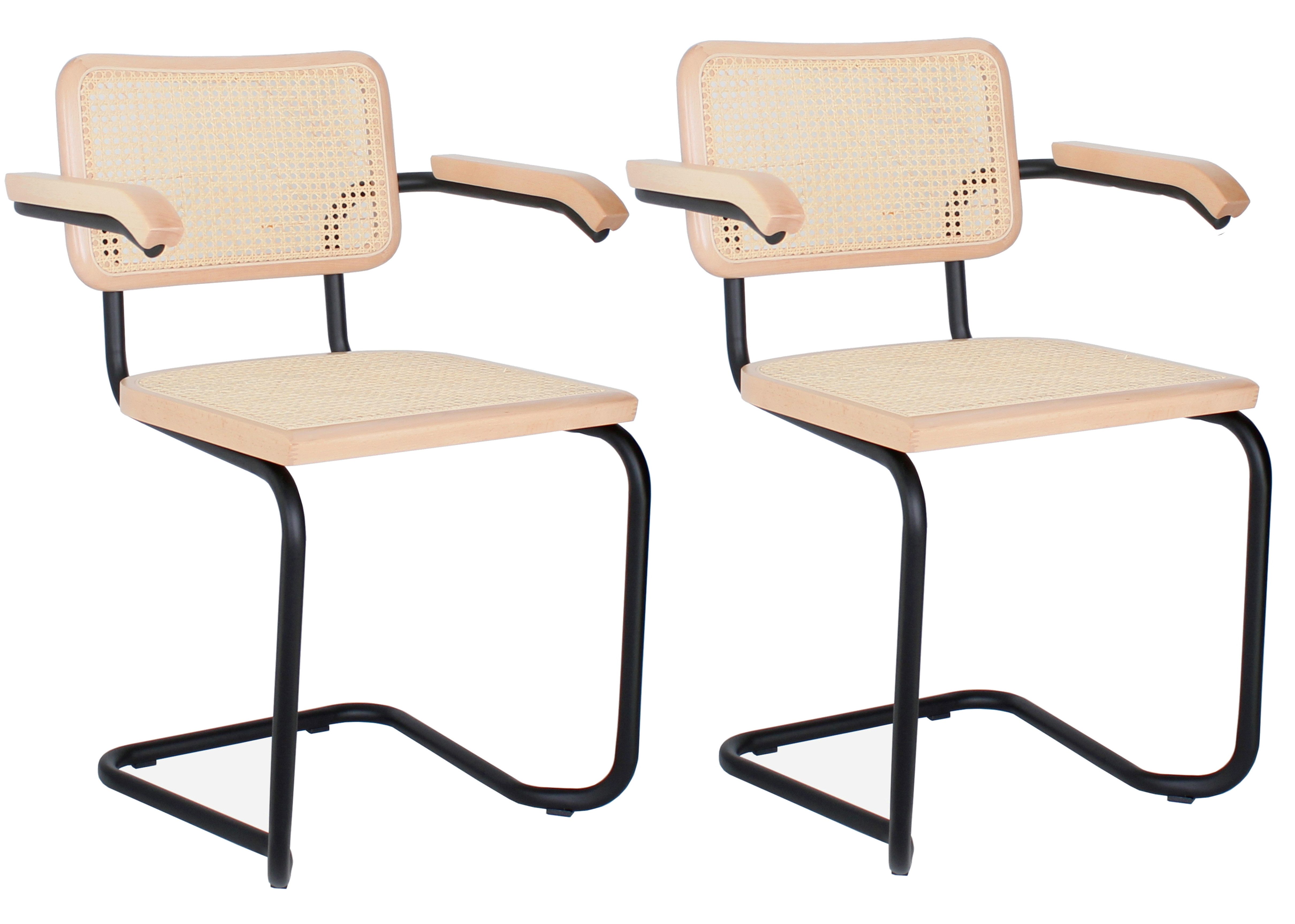 pemora Freischwinger 2-er Set Schwingstuhl Freischwinger JENA AL Gestell schwarz