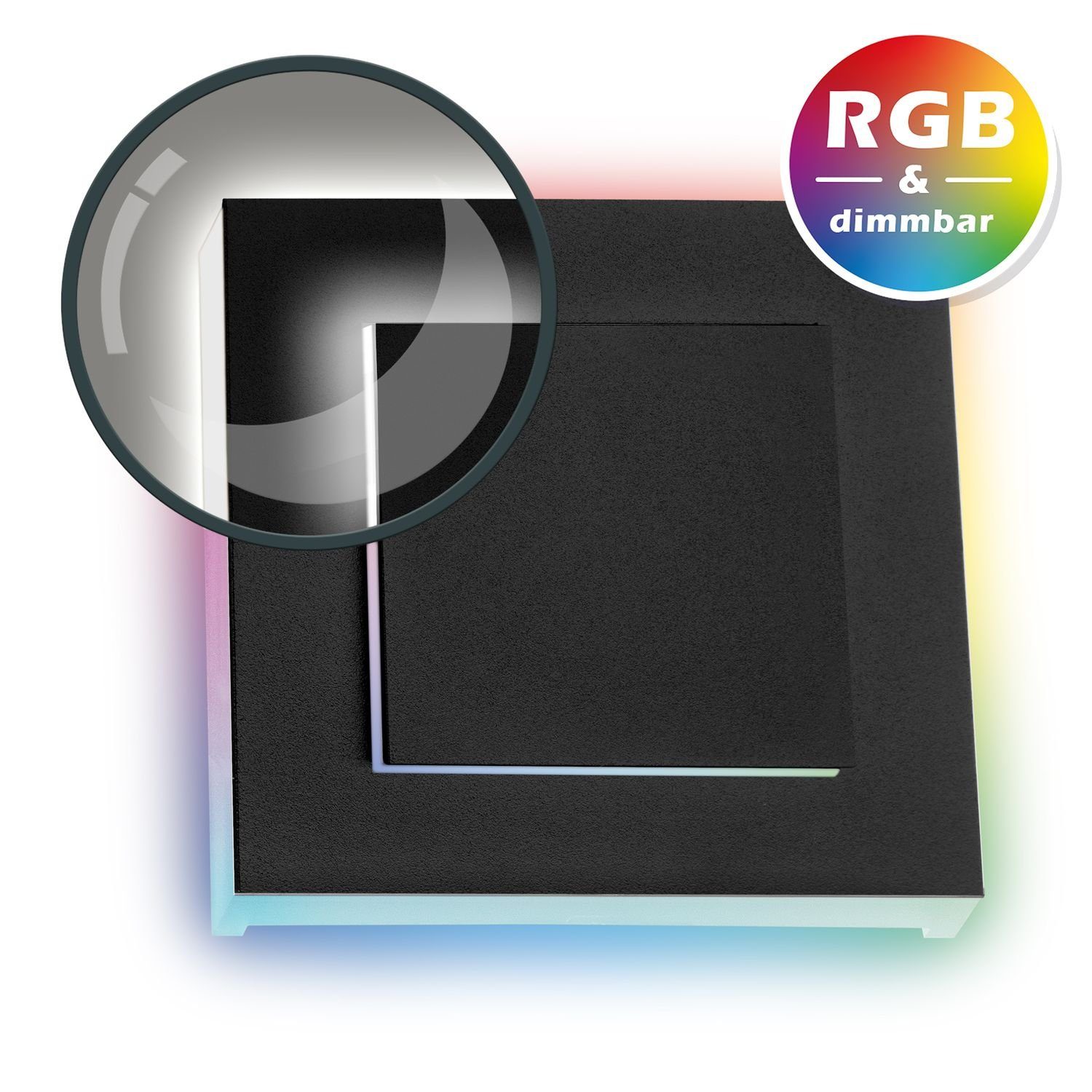 RGB Einbaustrahler LED LEDANDO anthrazit DUPLEX eckig Schalterdo LED schwarz Treppenbeleuchtung -