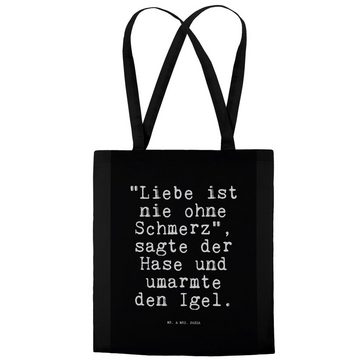 Mr. & Mrs. Panda Tragetasche "Liebe ist nie ohne... - Schwarz - Geschenk, Liebe Liebeskummer Herzs (1-tlg)