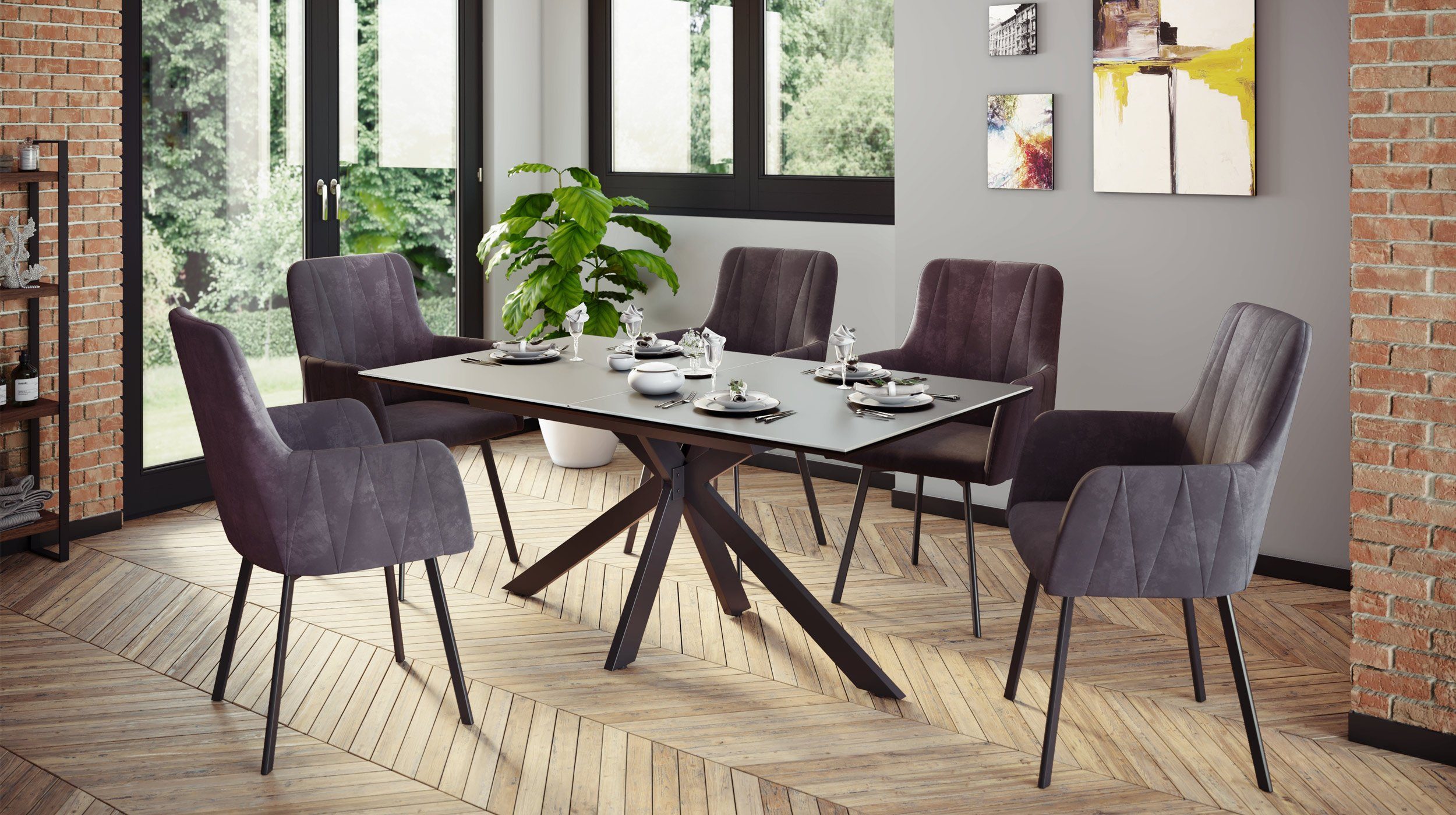 Die Möbelfundgrube® Polsterstuhl mit Armlehne drehbar / anthrazit / GESA, E günstig online kaufen