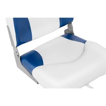 MSW Segelboot Bootssitz 42 x 50 x 51 cm weiß-blau Klappsitz Steuerstuhl Bootsstuhl