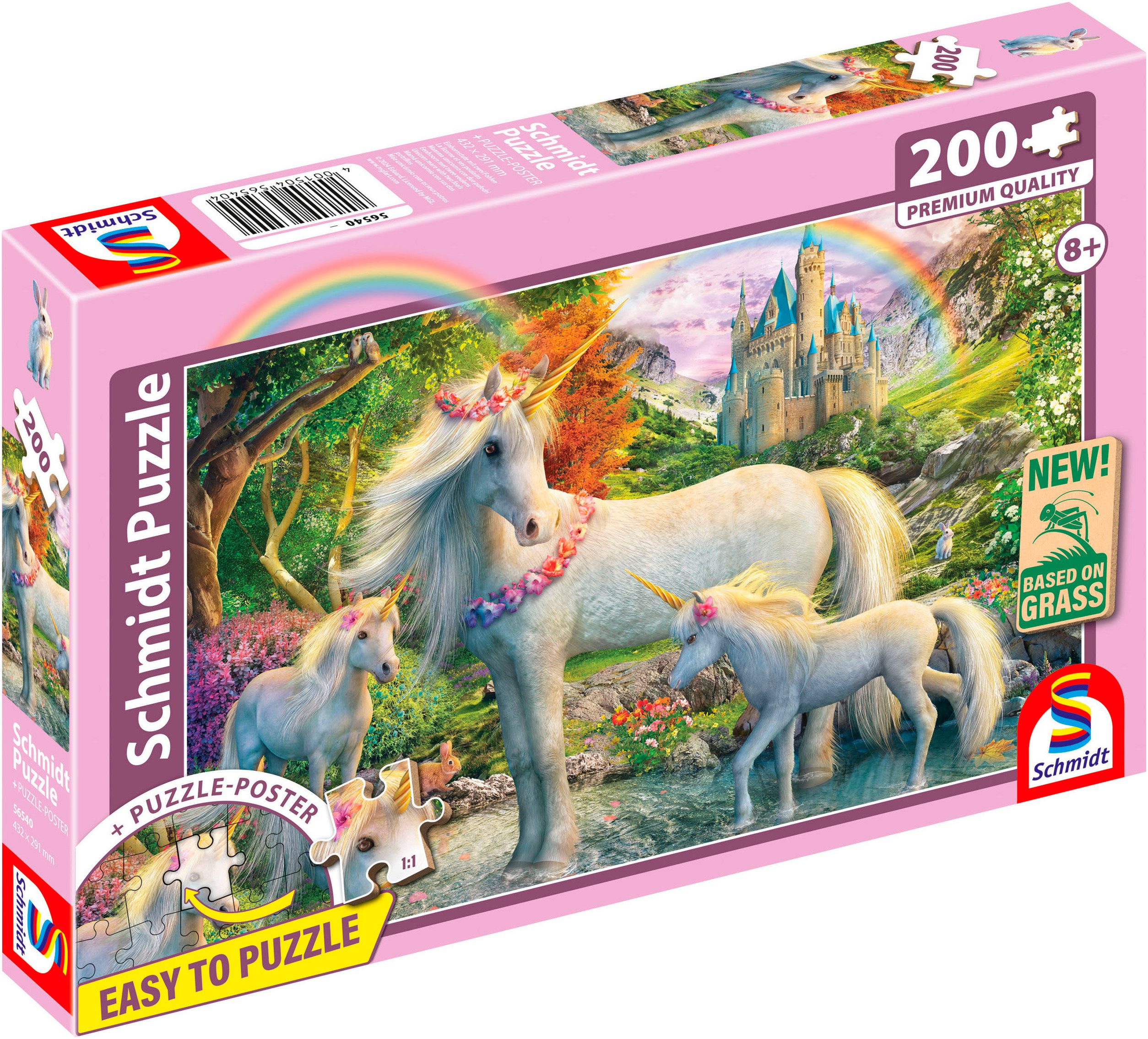 Schmidt Spiele Puzzle Einhornstute mit zwei Fohlen, 200 Puzzleteile, Made in Europe