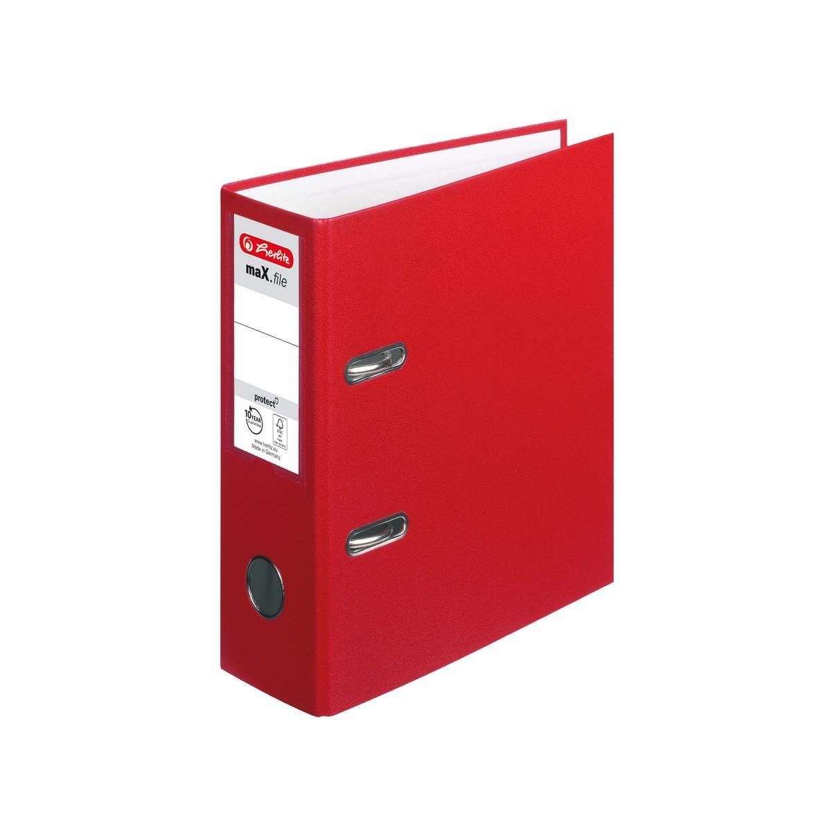 Herlitz Aktenordner Herlitz Ordner + 50 Prospekthüllen / DIN A5 / 80mm breit / Farbe: rot