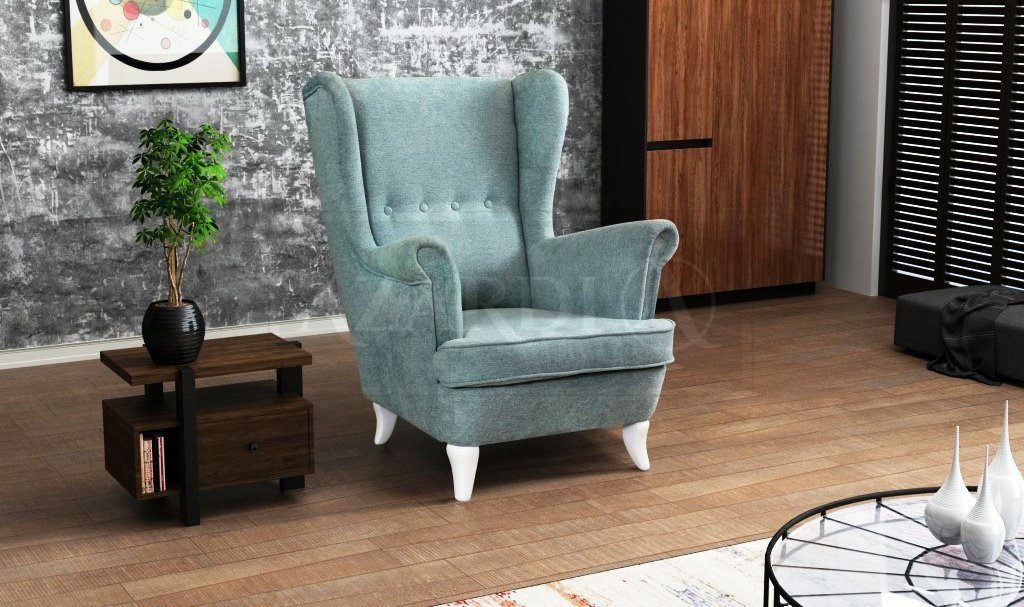 JVmoebel Ohrensessel Chesterfield Ohrensessel mit hochwertiger Polsterung und Textilbezug (Sessel), Made in Europa