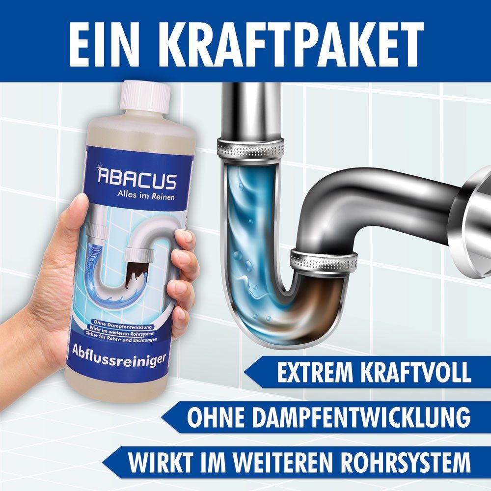 ABACUS Abflussreiniger, Rohrreiniger, Rohrfrei, Abflussfrei Rohrreiniger (Sicher für Rohre und Dichtungen, [- Wirkt sogar bei stehendem Wasser Löst hartnäckigste Verstopfungen)