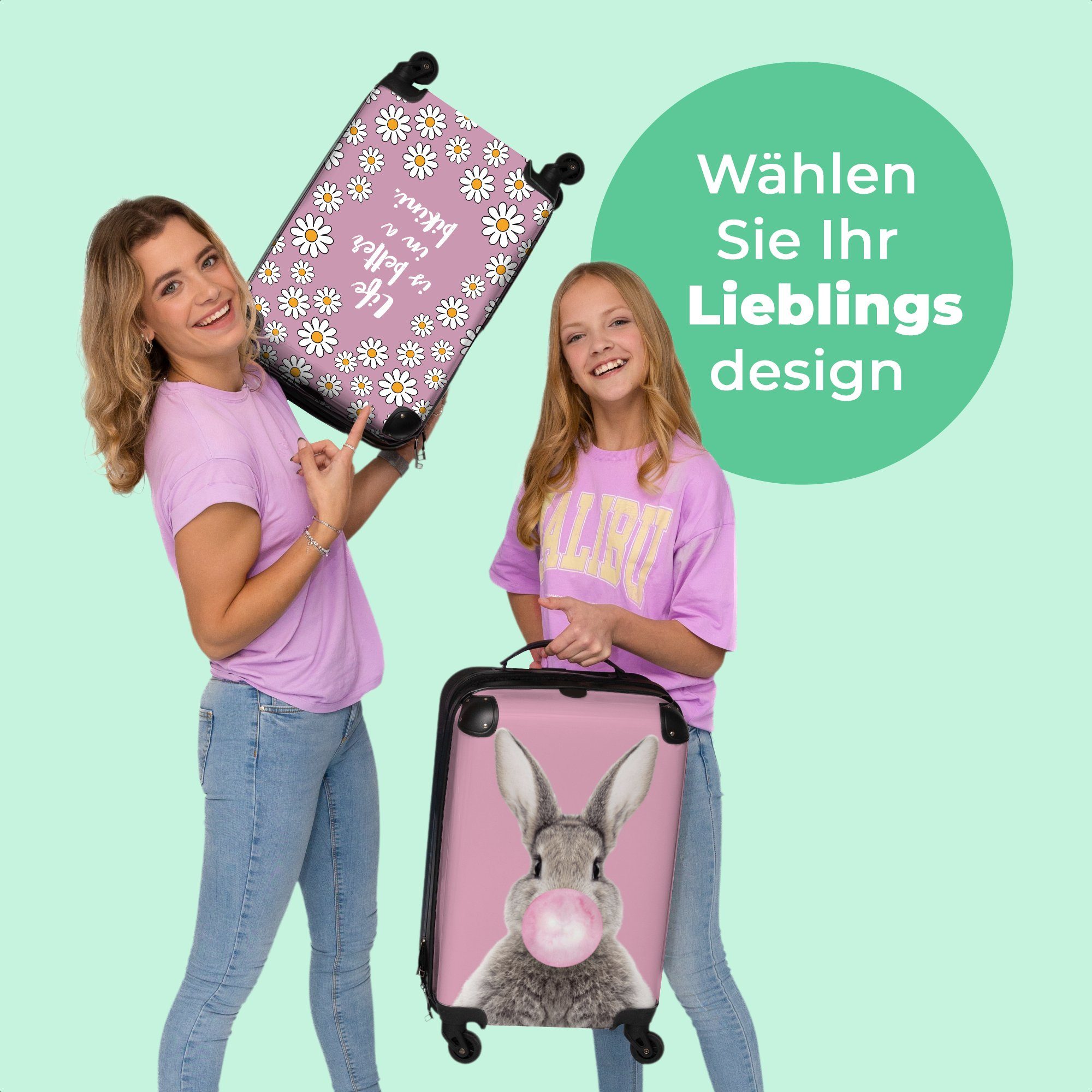 Handgepäck Cabin Kleine 4 Das ist Reisekoffer Rollkoffer Bikini, im - - Handgepäckkoffer Zitat Trolley - Blumen mit Leben - besser 55x35x20cm Rollen Rollen, NoBoringSuitcases.com© Rosa 4