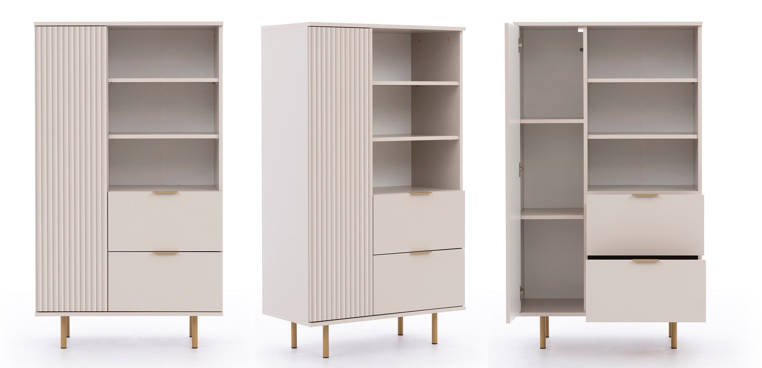 Marmex Möbel Wohnzimmer-Set NUBIA SET 09 Wohnzimmer-Set Regal Kommode Standregal, (3-St)