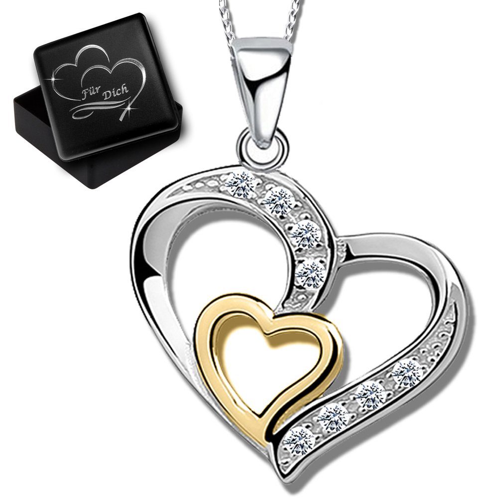 Limana Herzkette Herz Anhänger mit Kette echt 925 Sterling Silber Silberket günstig online kaufen