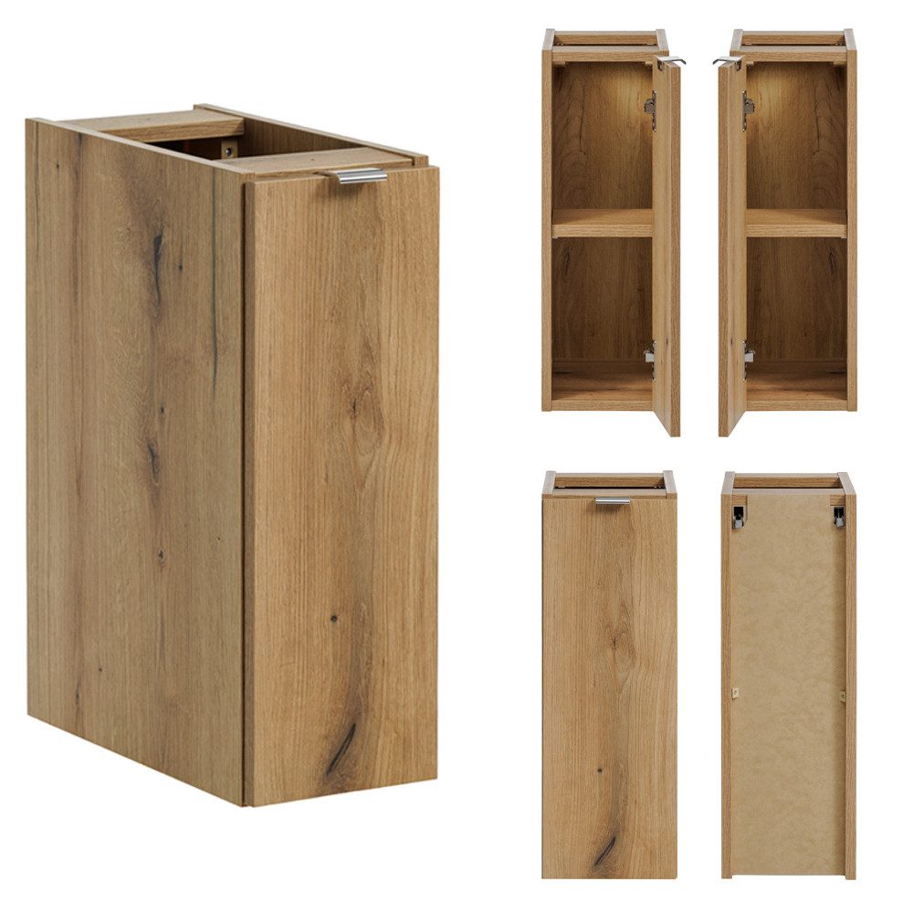 Lomadox Badkommode NEWPORT-56-OAK, 20cm, in Eiche, Metallgriffe Chrom glänzend