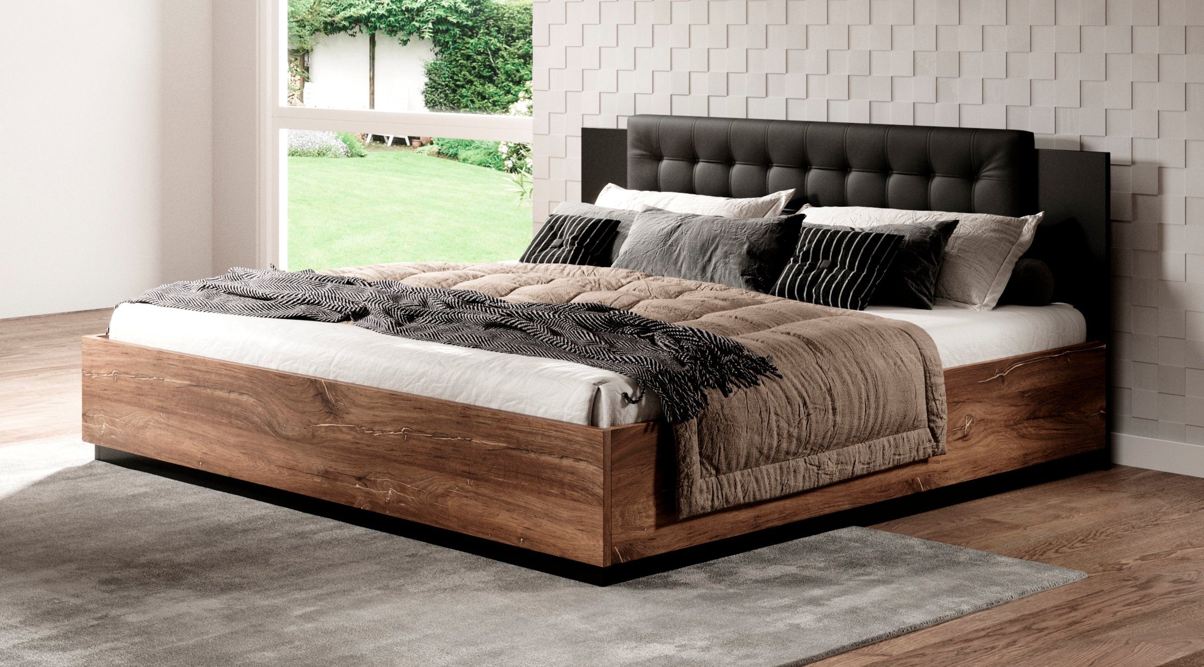 Home affaire Bett Sigma, Doppelbett in zwei Breiten mit gepolstertem Kopfteil