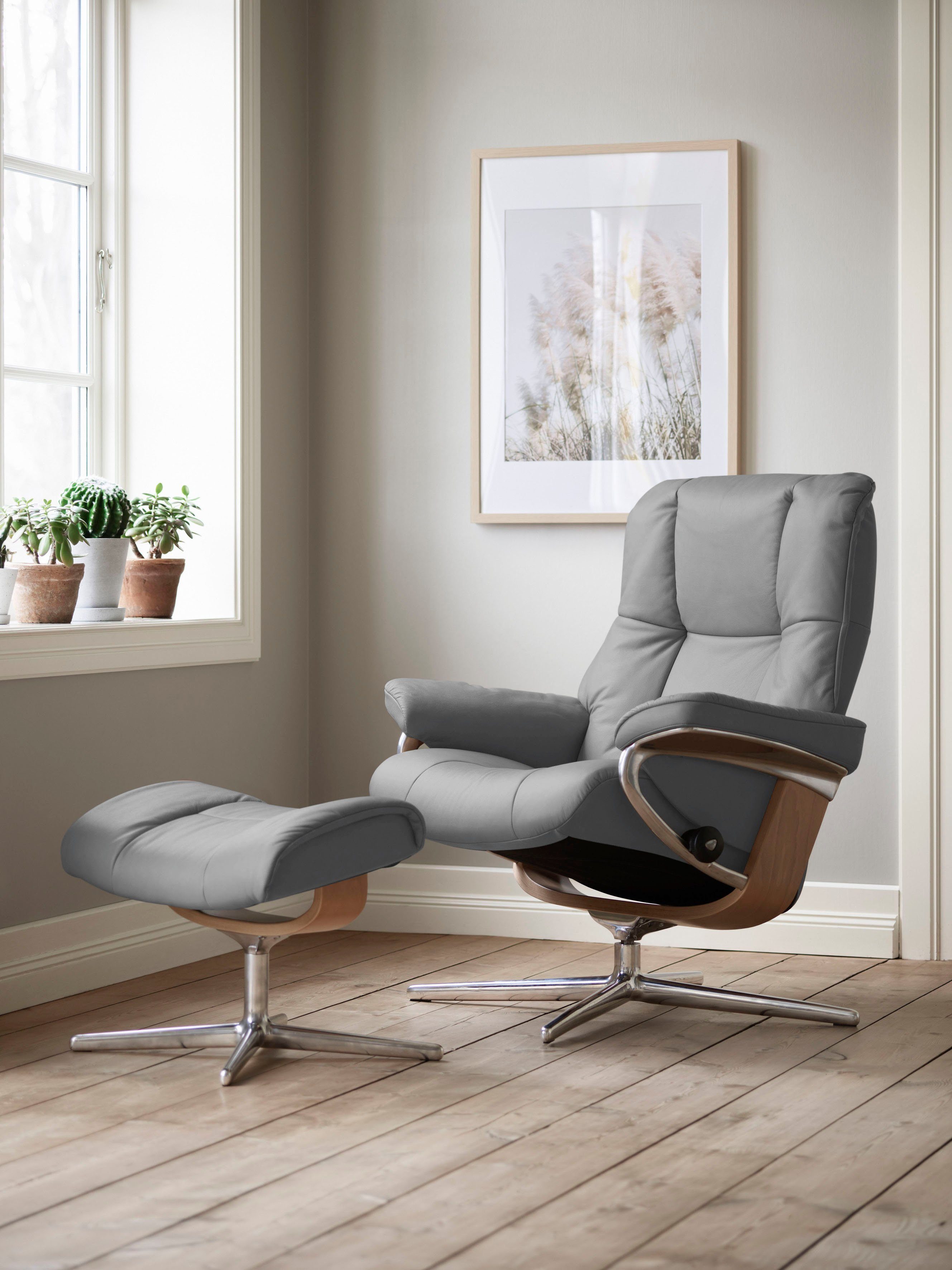 Stressless® Holzakzent Größe mit mit Base, Cross Hocker), L, S, Eiche (Set, & mit Relaxsessel M Mayfair Hocker, Relaxsessel