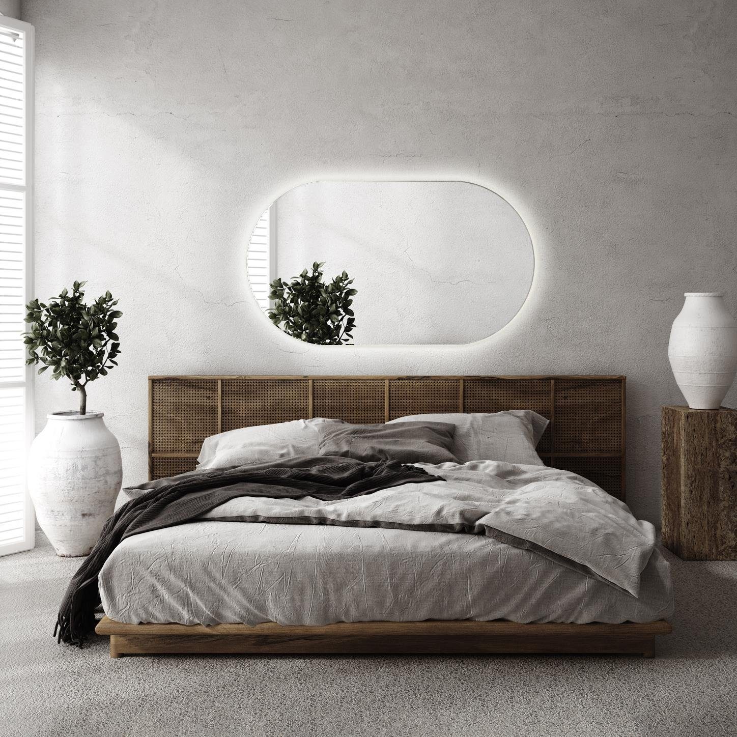 Tulup LED-Lichtspiegel Badspiegel LED Beleuchtung Ovaler Spiegel (Warmweiß 3000K)