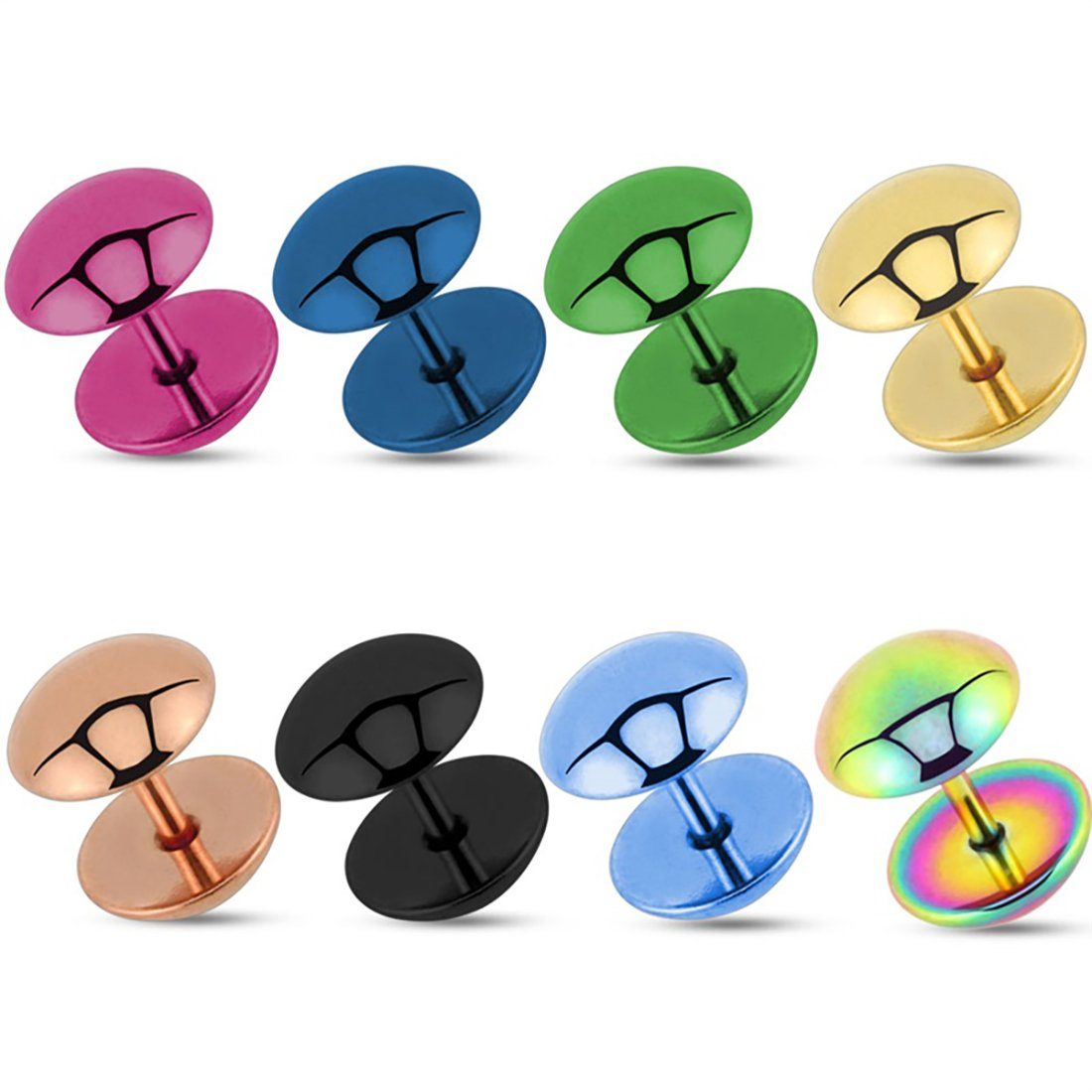 Taffstyle Fake-Ear-Plug Piercing Ohrstecker Fake Tunnel Hantel Halbrund poliert (Ohrring Ohrstecker mit Platten glänzend Damen & Herren Chirurgenstahl) – Bild 2 von 3