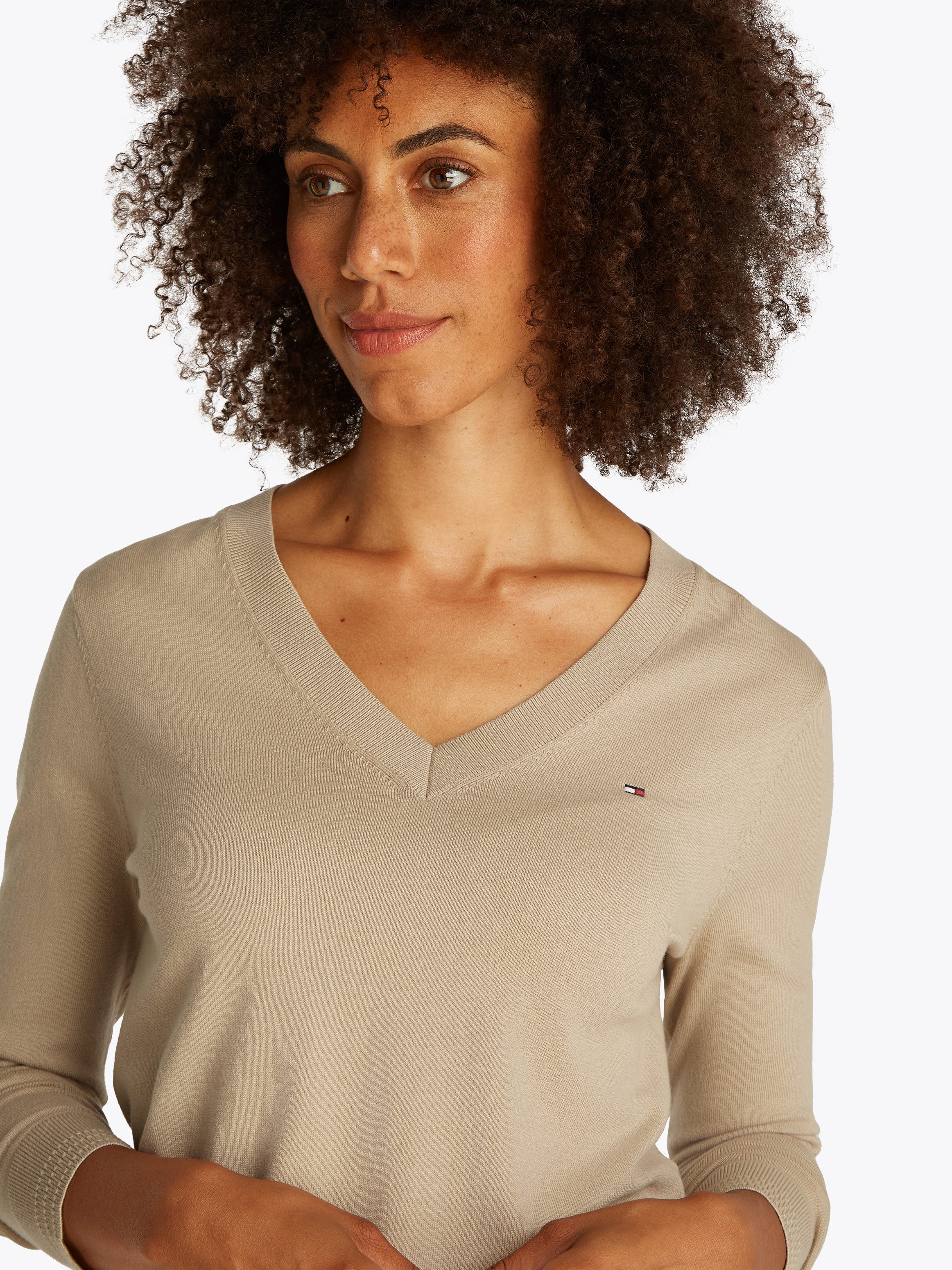 Tommy Hilfiger V-Ausschnitt-Pullover CO JERSEY STITCH günstig online kaufen
