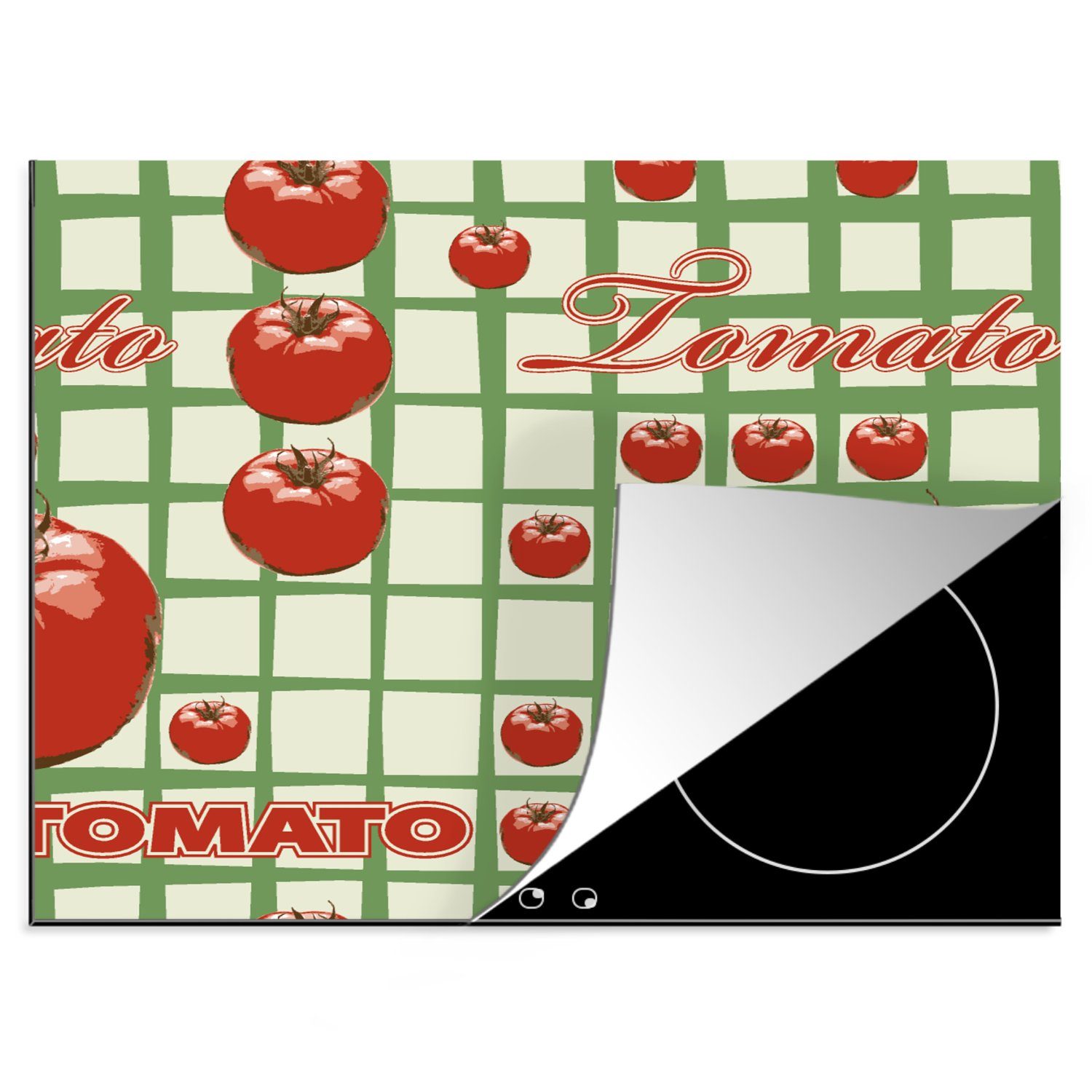 nutzbar, Vinyl, cm, Vintage, 60x52 (1 MuchoWow - Muster Tomate Mobile - tlg), - Herdblende-/Abdeckplatte Arbeitsfläche Obst Ceranfeldabdeckung