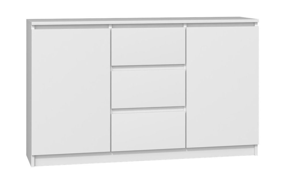 Home Collective Kommode schmal in weiß, Highboard Sideboard  Mehrzweckschrank Schrank, mit 3 Schubladen und 2 Türen 120x75x40 cm (B/H/T), Schlafzimmer