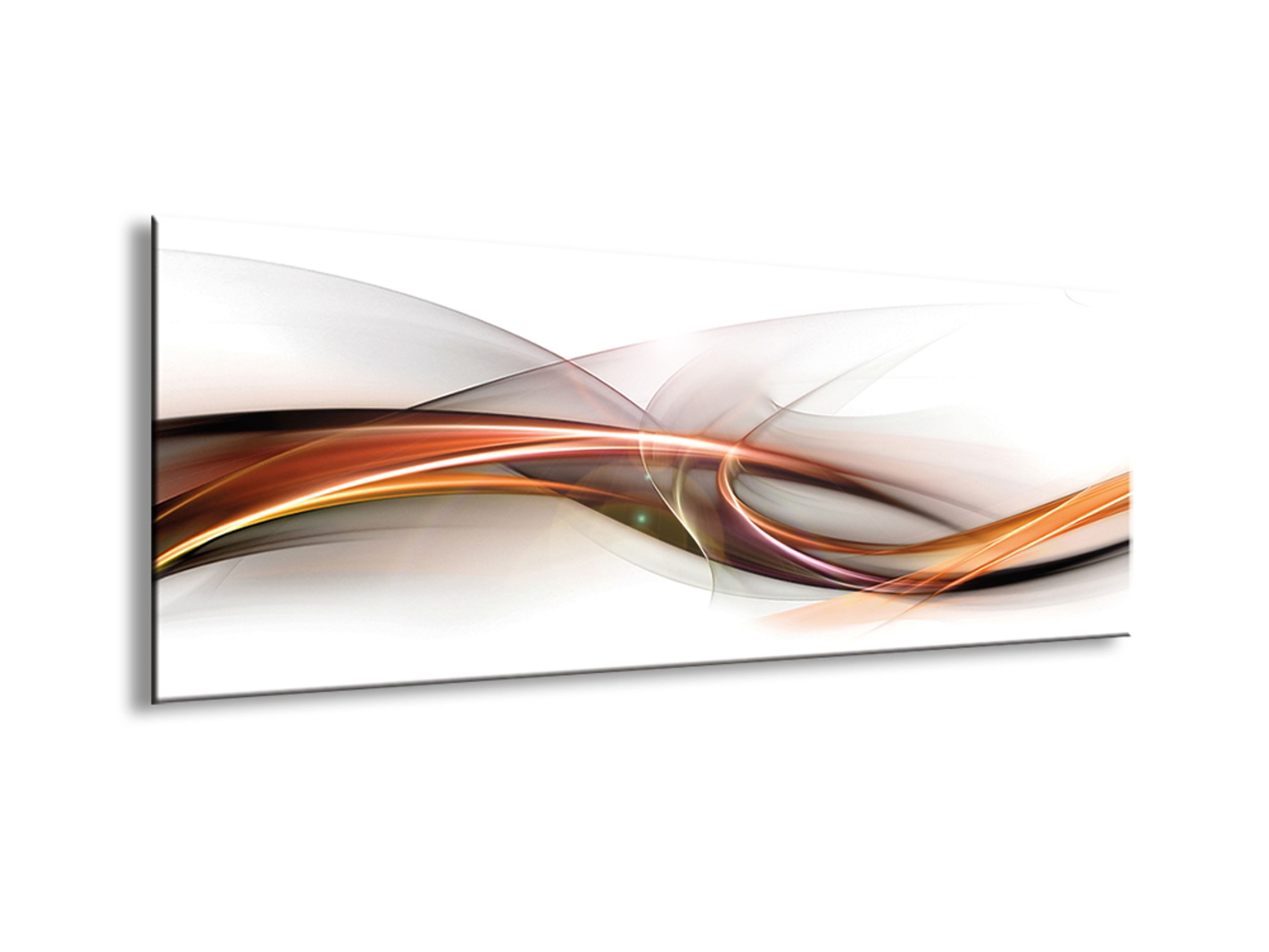 artissimo Glasbild Bild aus Glas 80x30 cm / Wandbild Querformat / Wanddeko modern, Abstrakt: Linienkunst in Kupfer und Schwarz