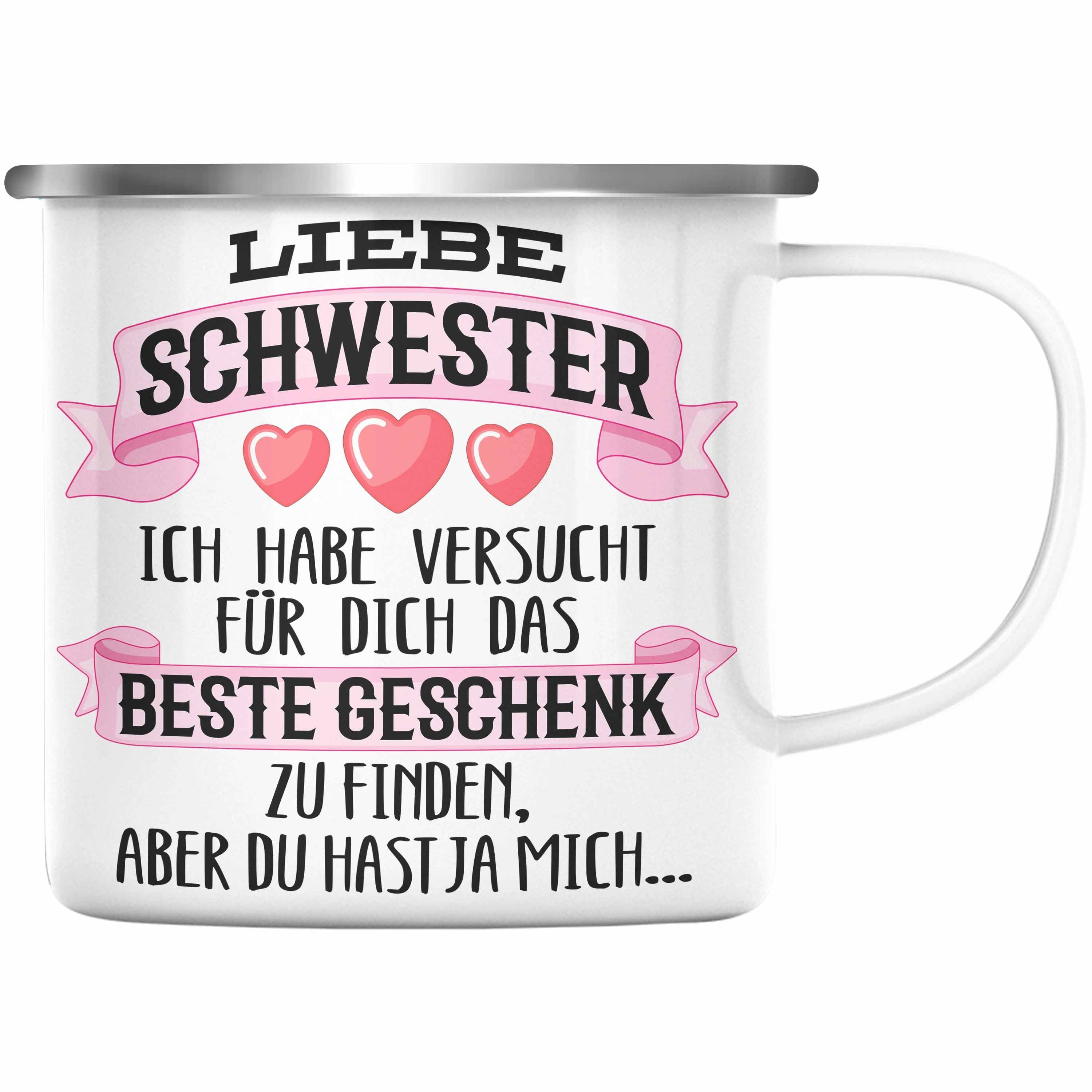 KaffeeEmaille Beste Bruder Geburtstag Trendation Weihnachten Schwester Tasse Trendation Silber Lustig Tasse Schwestern Thermotasse Geschenkideen Geschenk - Emaille