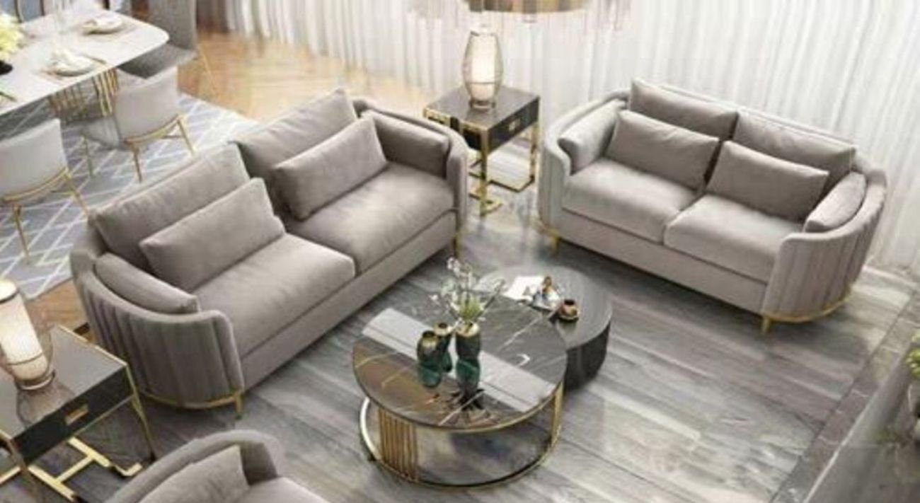 JVmoebel Wohnzimmer-Set, Luxus samt Sofa Couch Polster Sitz Garnitur 3+2 Komplett Set Designer