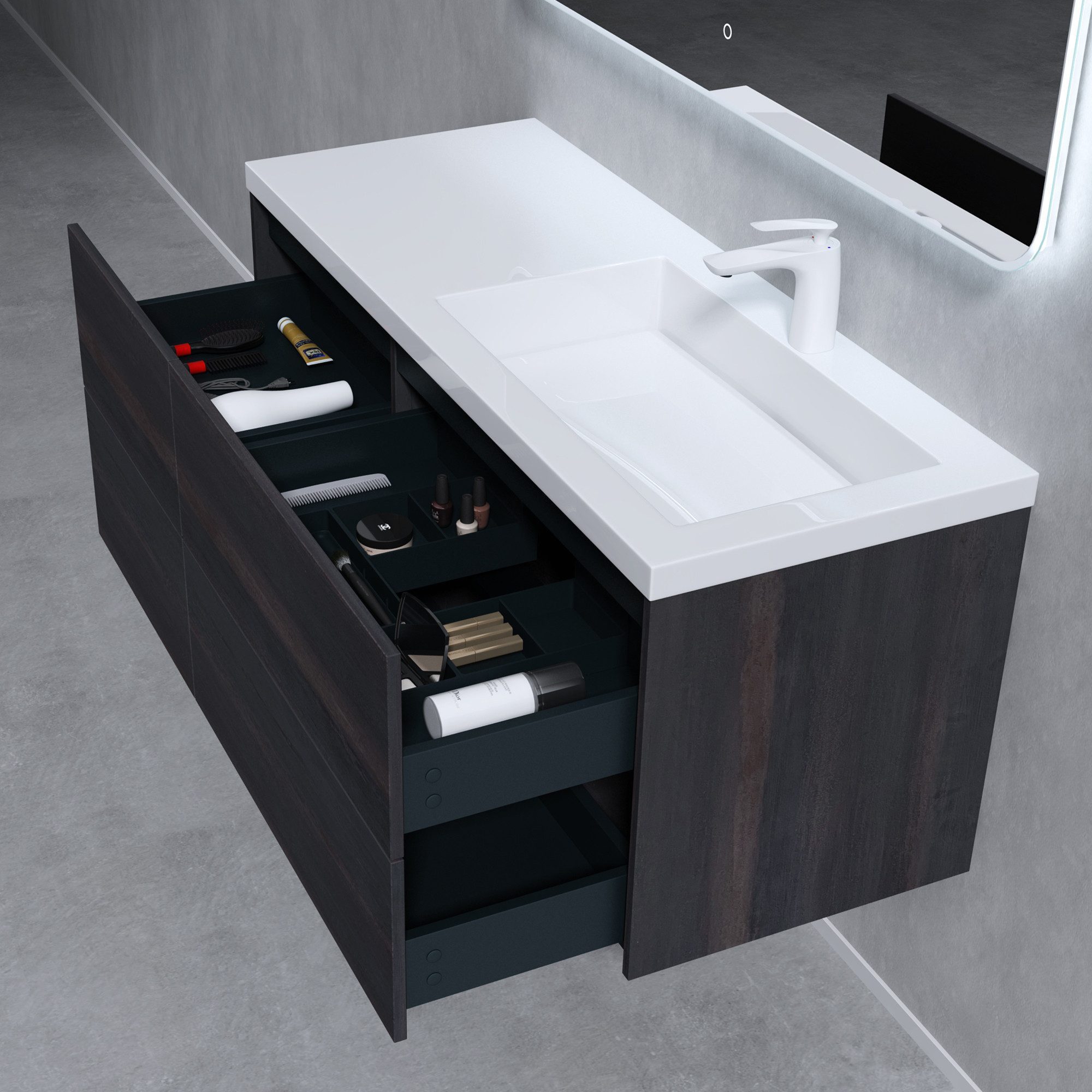 doporro Badmöbel-Set Waschtisch mit Unterschrank aus Holz mit Soft-Close MDF Moment