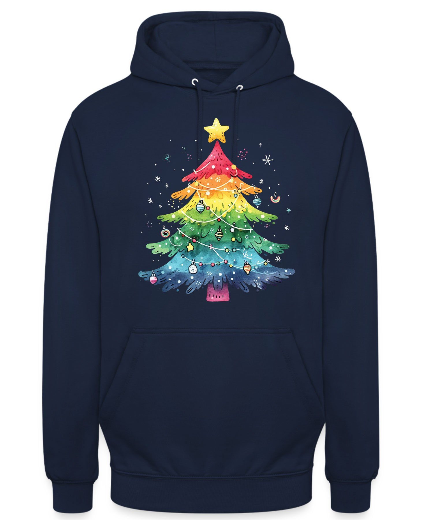 (1-tlg) Weihnachtsbaum X-mas Weihnachtsgeschenk Navy - Kapuzenpullover Formatee Weihnachten Blau LGBT Quattro Regenbogen