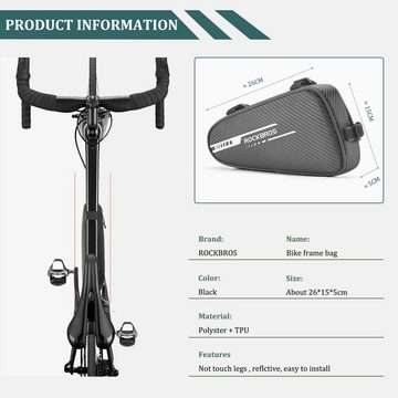 ROCKBROS Rahmentasche Dreieckstasche 1,2L Fahrradtasche für MTB (1-tlg), Rennräder Wasserabweisende Werkzeugtasche