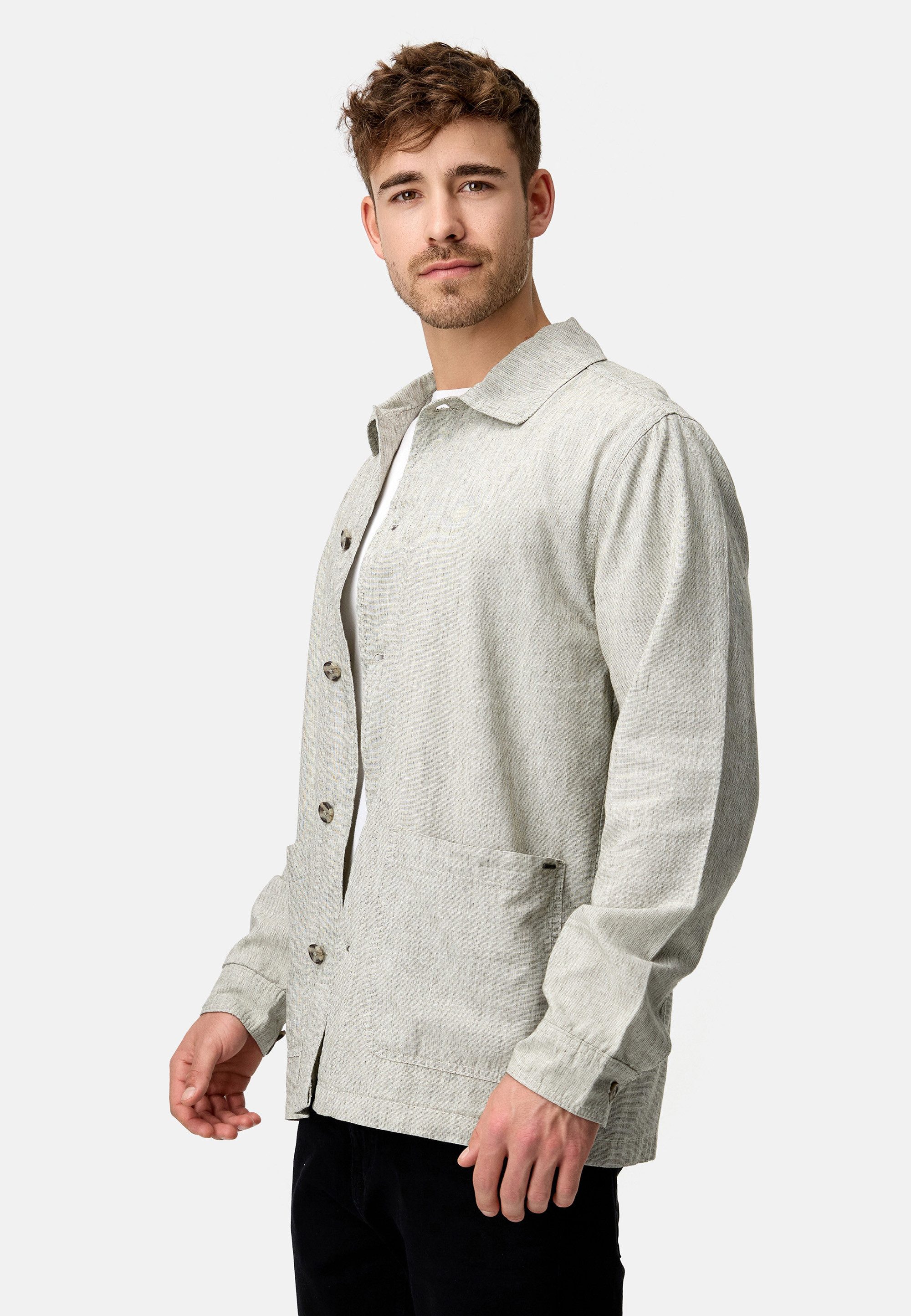 Indicode Sommerjacke Herren INElton Hemd Herrenjacke mit klassischem Hemdkragen