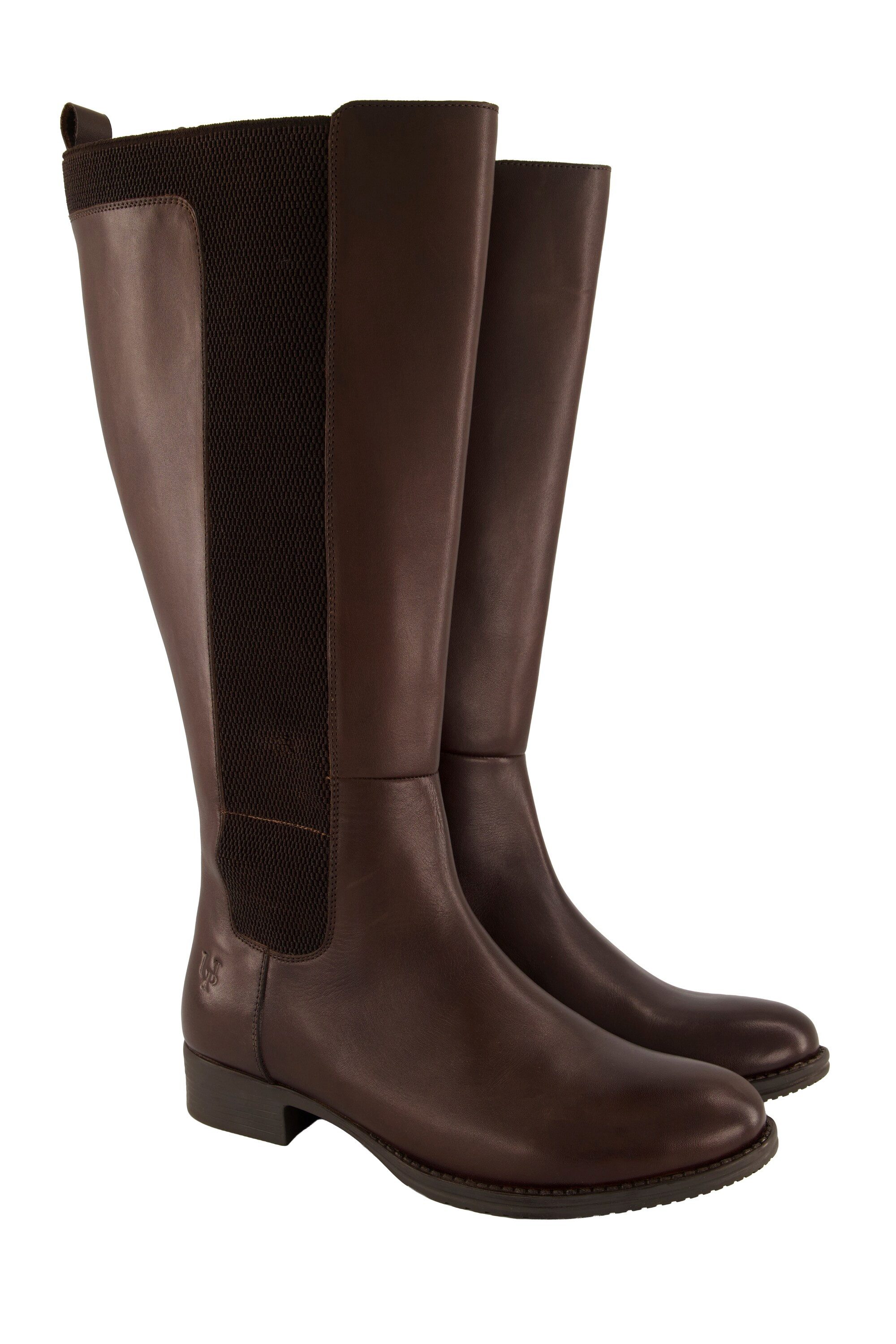 Ulla Popken Lederstiefel XL-Schaft Stretcheinsatz Weite H Stiefel günstig online kaufen