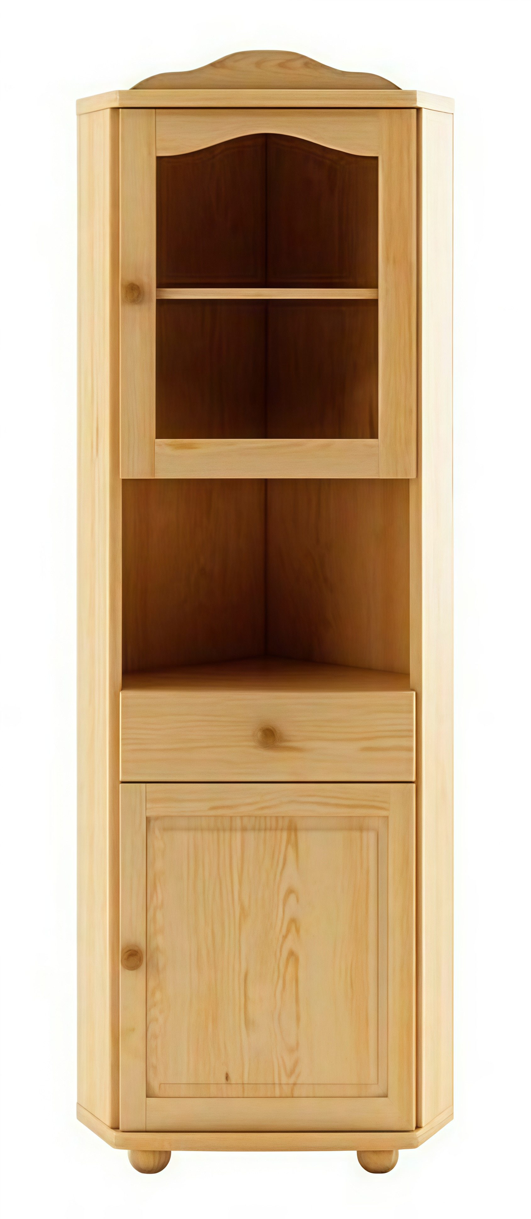 Xlmoebel Eckvitrine Neue Eckvitrine aus Glas - Eckschrank aus Massivholz mit echtem Holz (1-St., Eckvitrine) Hergestellt in Europa
